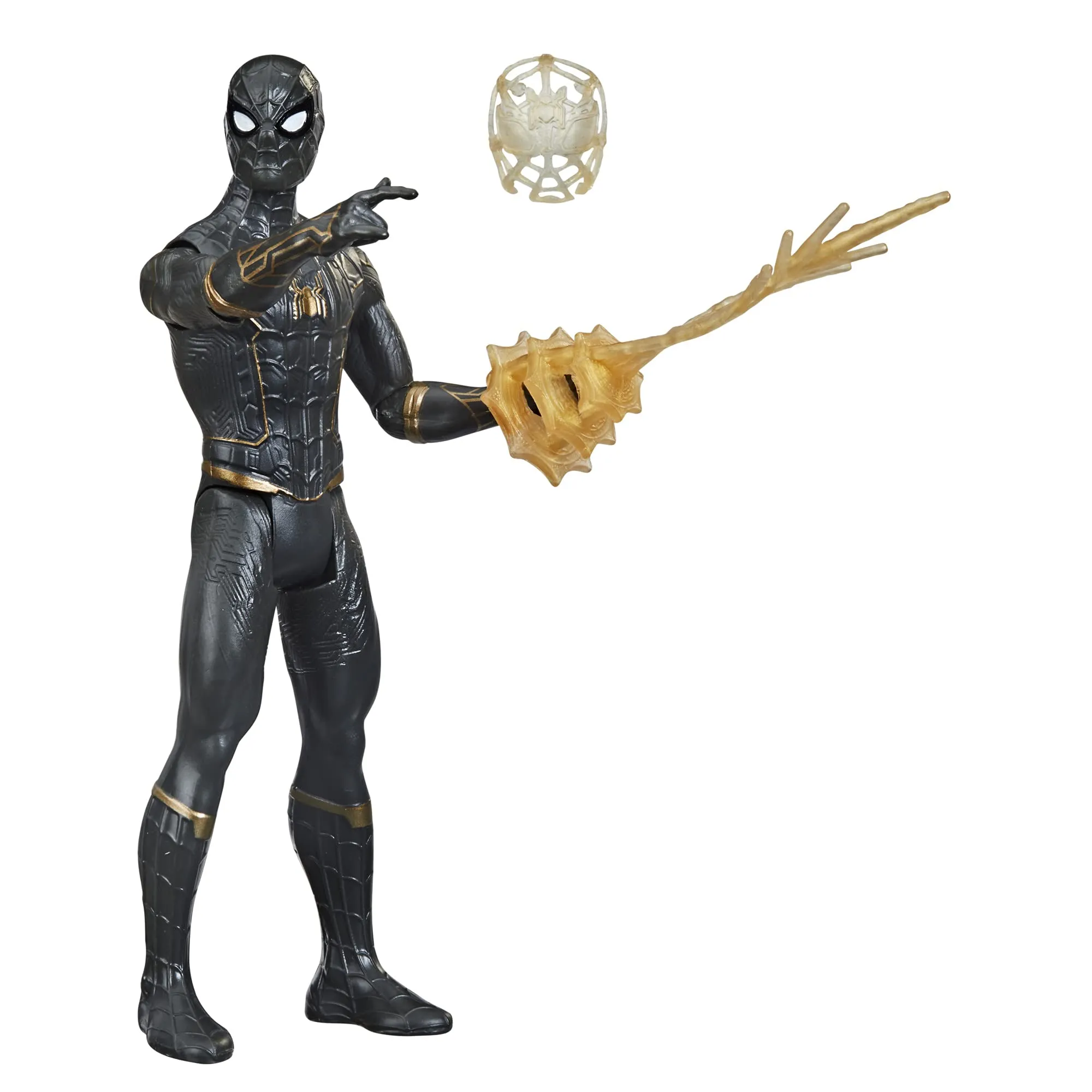 Hasbro Spider-Man, Spider-Man con tuta Mystery Web Gear Nera e Dorata, Action Figure 15 cm spirata al film di Spider-Man "no Way Home", per Bambini dai 4 Anni in su