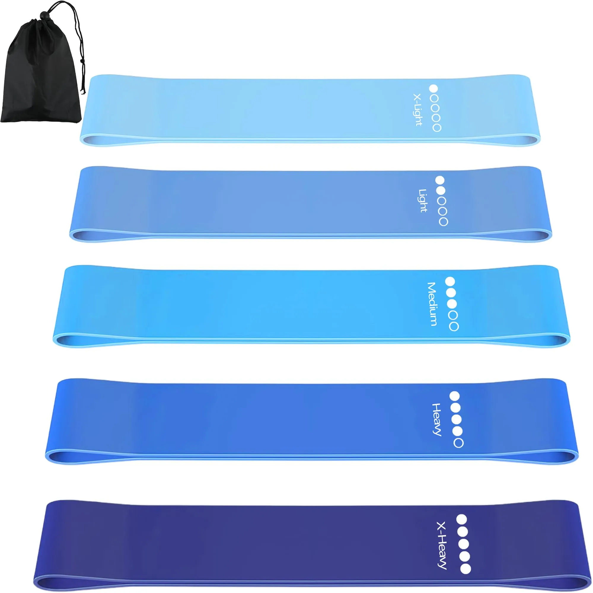 Elastico Fitness Set Di 5, Elastici Palestra Con 5 Livelli Di Ressistenza, Bande Elastiche Fitness Con Guida Allenamento E Borsa Portaoggetti, Elastici Allenamento Per Yoga, Pilates, Esercizi A Casa