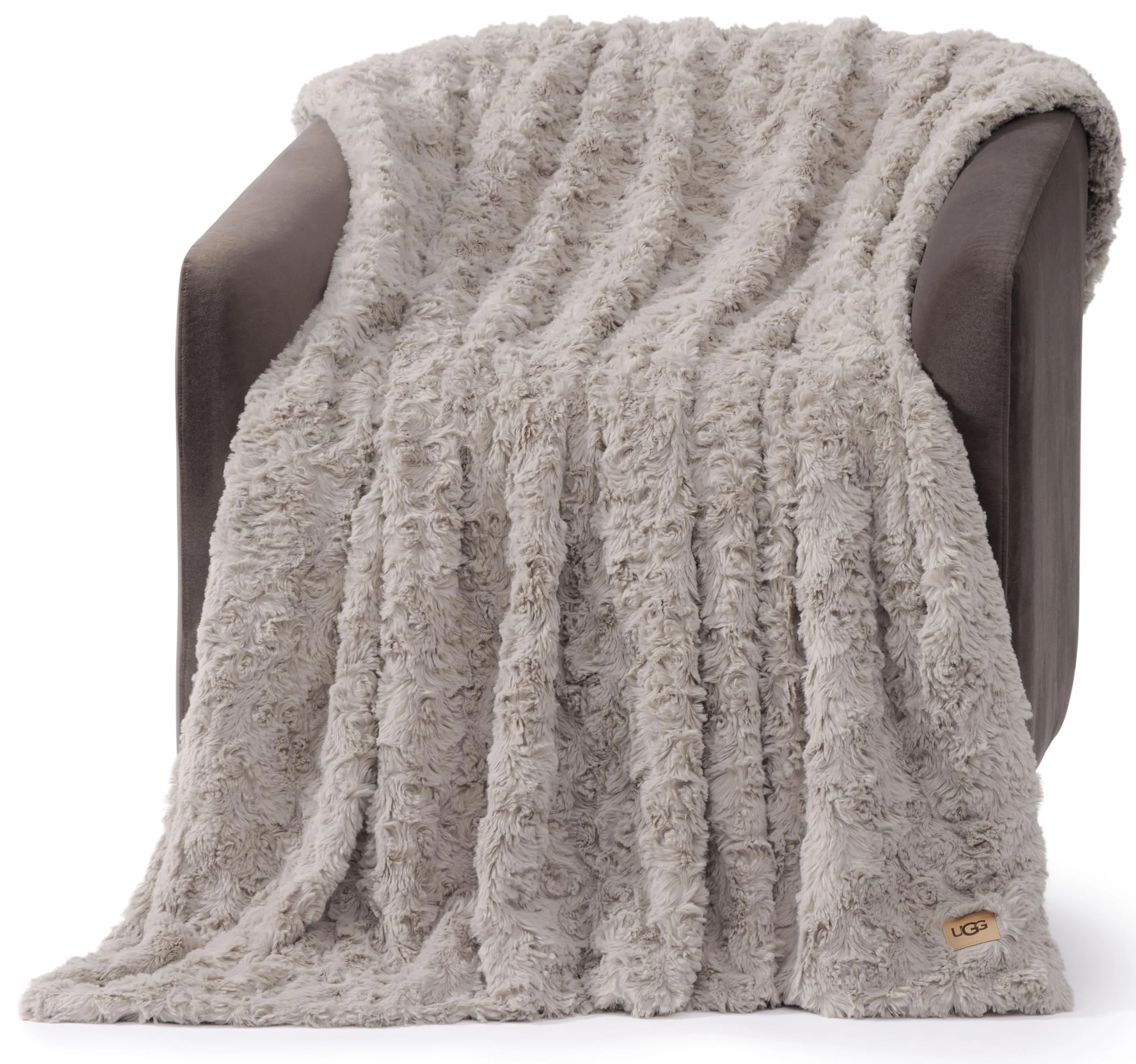 UGG Adalee 10484 - Coperta reversibile in morbida pelliccia sintetica, soffice, lussuosa, accogliente, lussuosa, stile bohémien, decorazione per la casa, per letto e soggiorno, 178 x 127 cm, colore