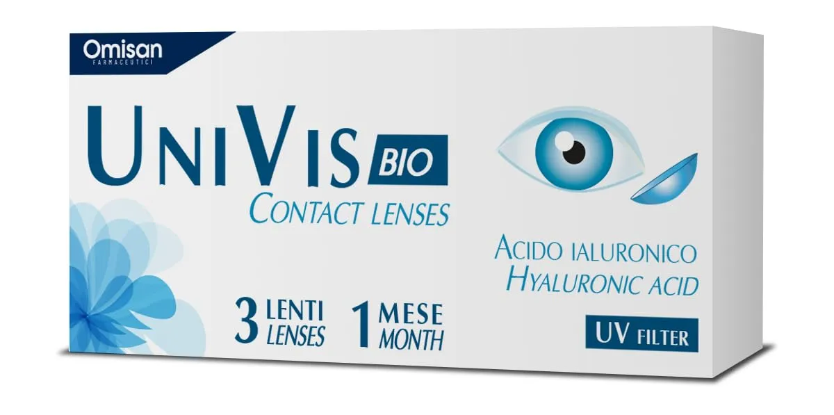 Univis Bio Contact Lenses, 3 Lenti A Contatto Mensili per la correzione della miopia -2.50