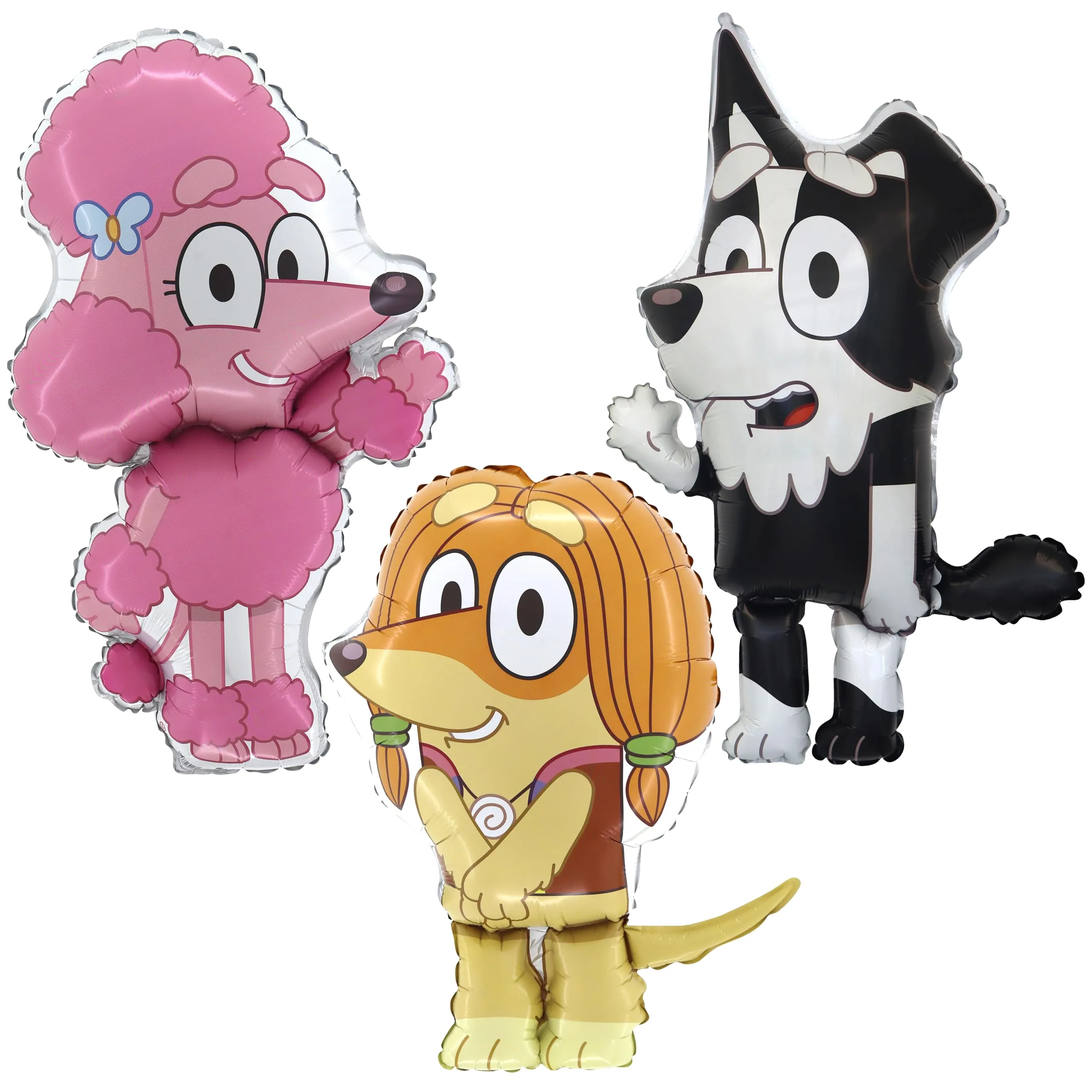 Toyland® Confezione da 3 Palloncini in Foil Bluey - 35" Mackenzie, 36" Coco & 31" Indy - Decorazioni per Feste per Bambini