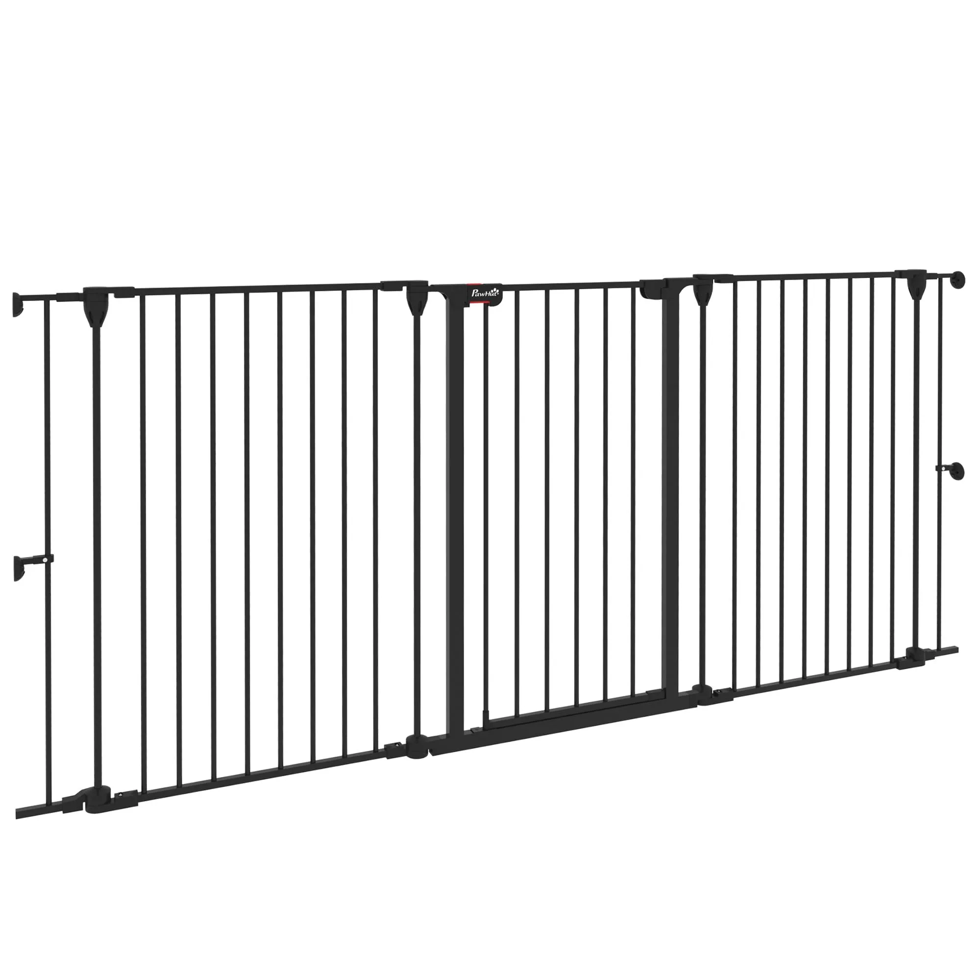 PawHut Cancelletto per Cani a 3 Pannelli Pieghevoli con Doppio Sistema di Blocco, Cancelletto di Sicurezza in Acciaio e Plastica, 206x90cm, Bianco