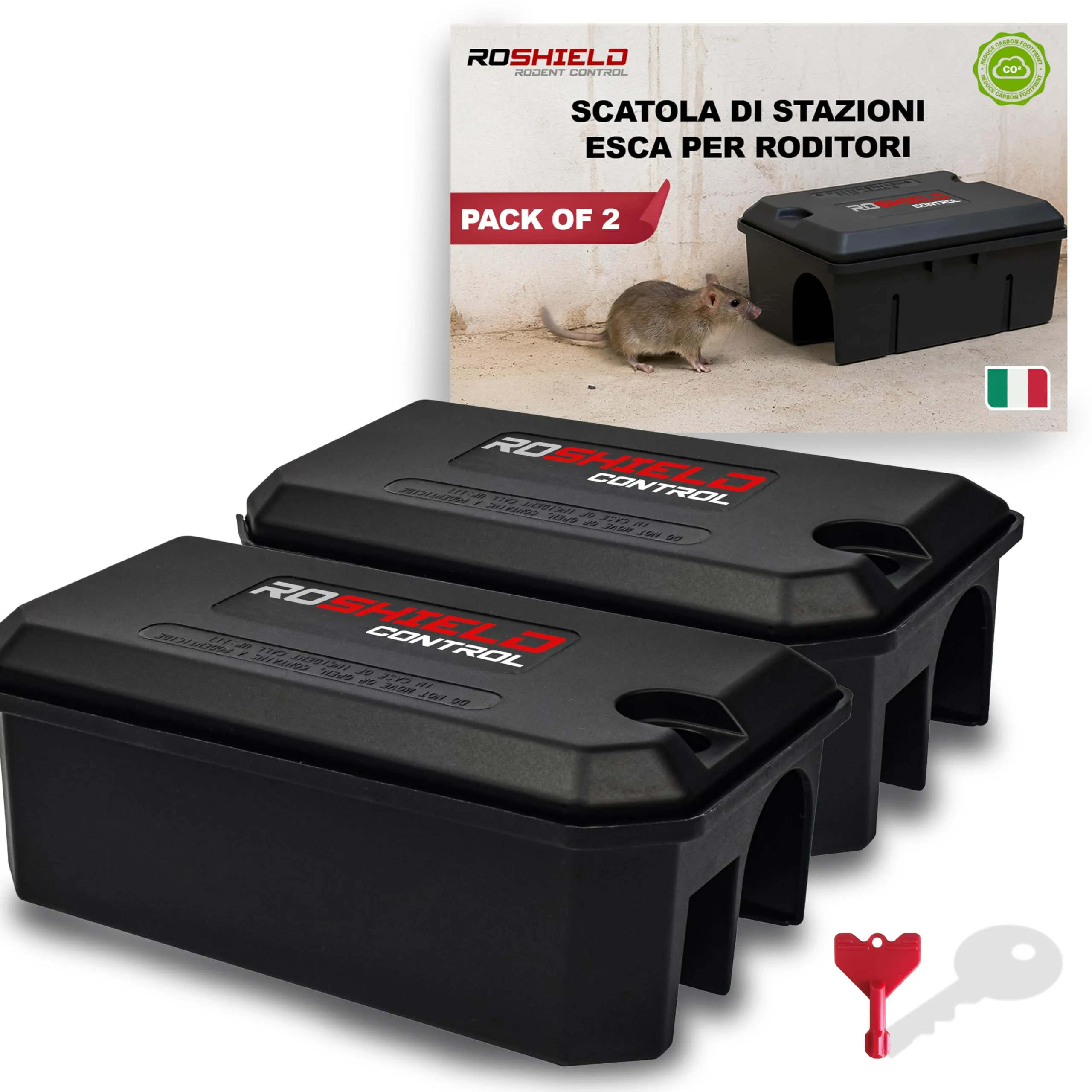 Roshield 2 X PRO Scatola di Esche e trappole per Topi e ratti|Scatola Killer|Blocchi Anti-Topo per Esterni e Interni|trappole per Topi e ratti| ad eliminazione immediata