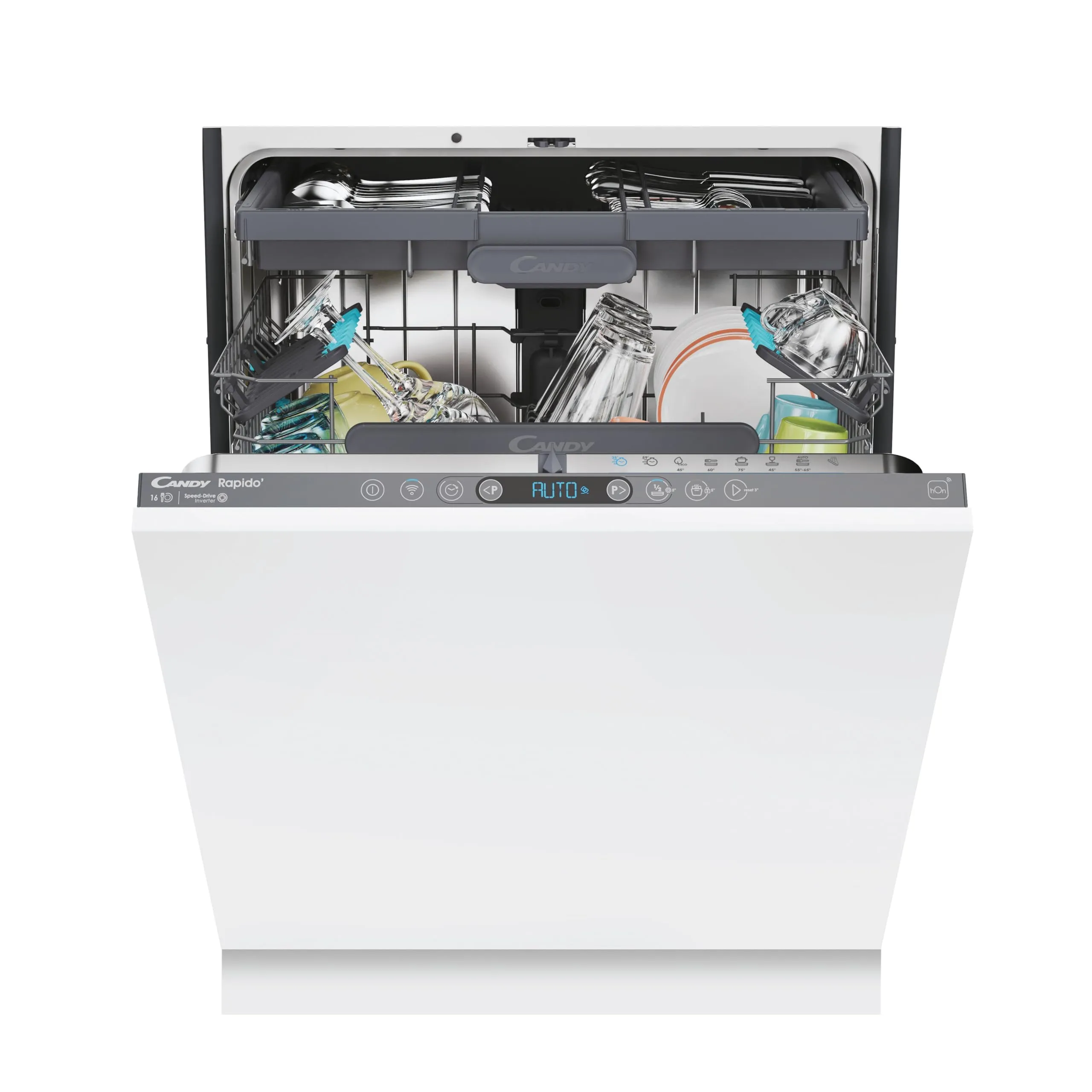 Candy CI 6B4F1MA / Lavastoviglie completamente integrata / 60 cm Funzione Wi-Fi (hOn) / 16 controsoffitto/cassetto posate/cestello superiore regolabile in altezza con "Easy Click" / Aquastop / 8