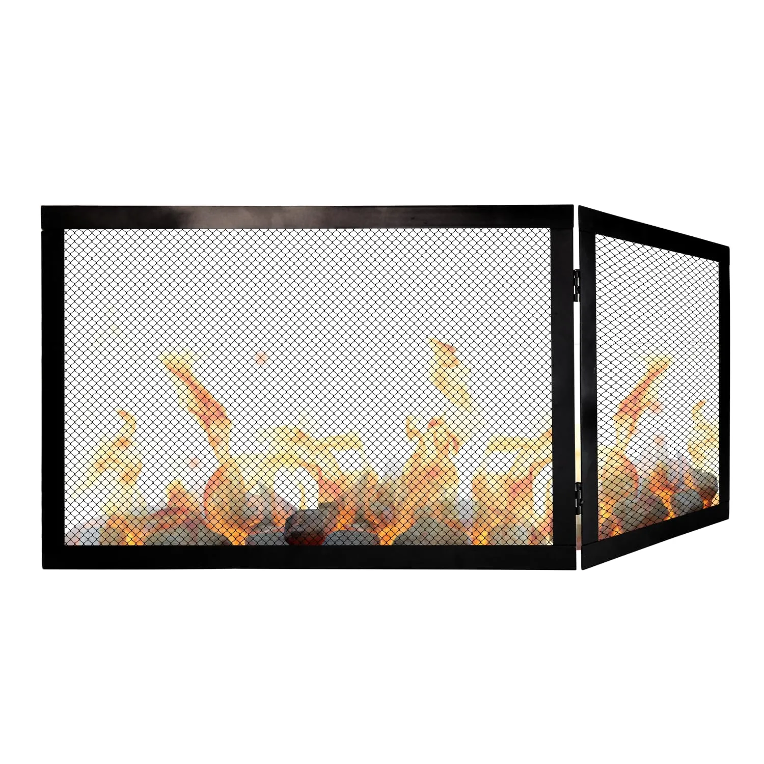 Parascintille Camino Angolare Reversibile 90 x 50 x 50 Modello DOLOMITE – Schermo Protettivo per Camino in Ferro Battuto, Design Elegante, Protezione Fuoco e Scintille - Griglia di protezione camino