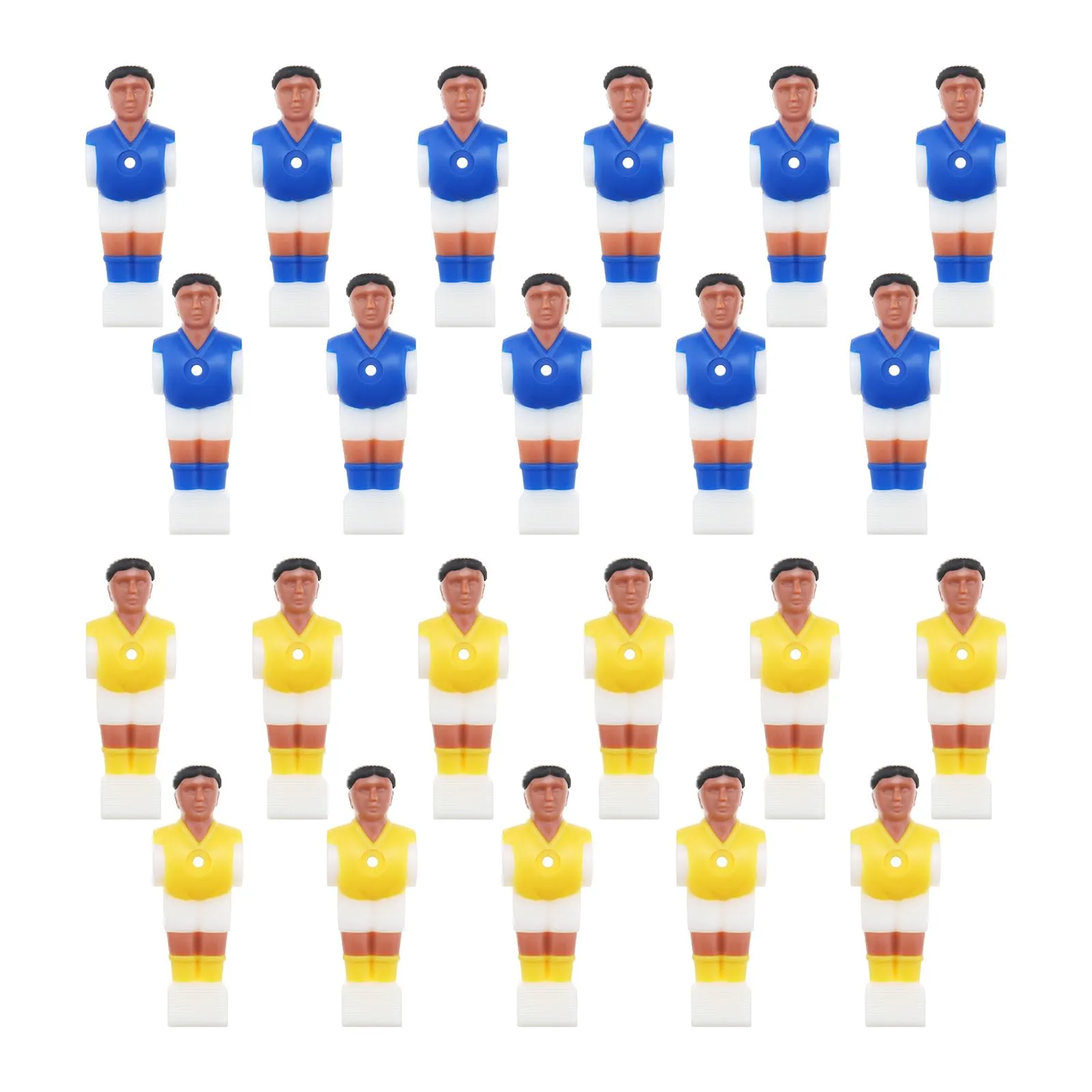 SG Store 22 Pezzi Biliardino Biliardino Calcio Balilla Tute Giocatore Giochi Mini Figure Di Calcio In Plastica Per Aste Da 15,9 Mm Macchina Da Calcio Giallo E Blu