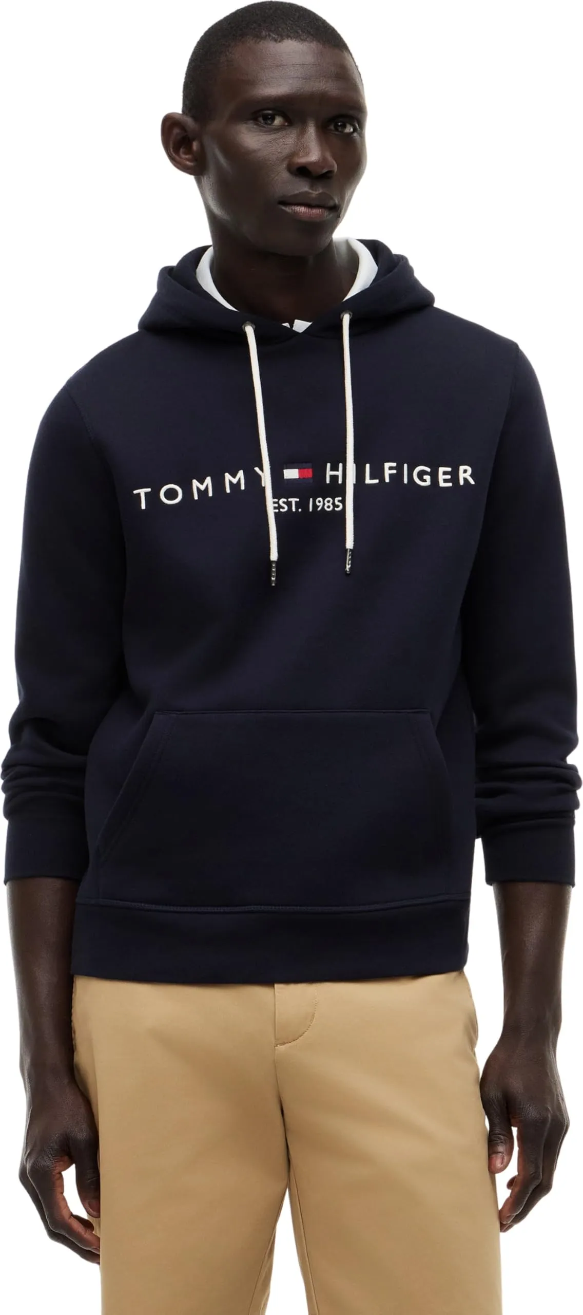 Tommy Hilfiger Uomo Felpa Core Tommy Logo con Cappuccio, Blu (Sky Captain), L