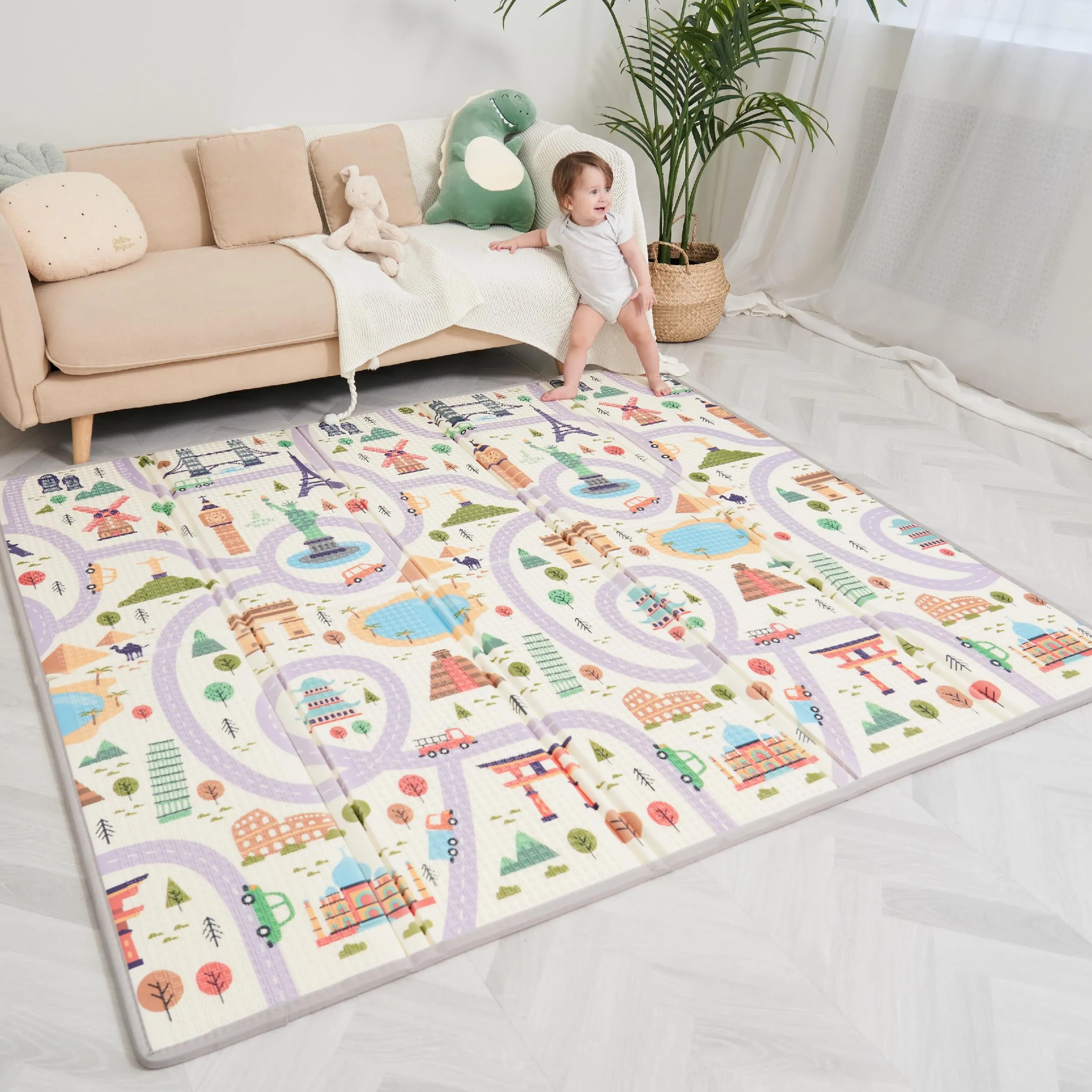 SUPERBE BEBE Tappeto Per Bambini e Neonati Reversibile e Non Tossico, Pieghevole e Impermeabile in Schiuma Per Bimbi. Per la Camera del Bambino o della Bambina. 150x180x1cm Regalo Bambino