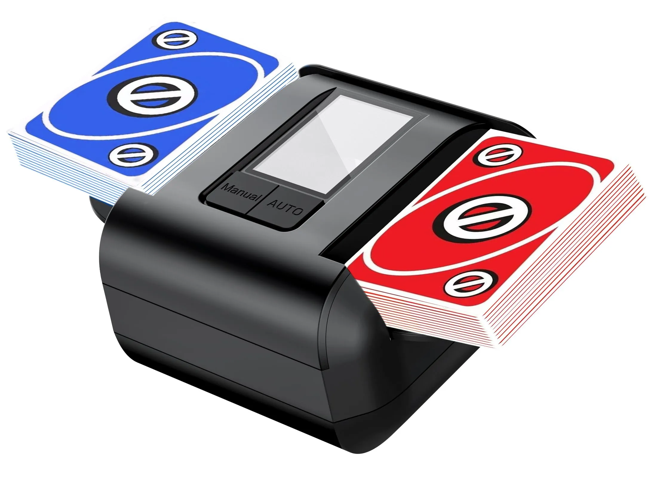 AVUMDA Mischia Carte Automatico, Mescolatore Carte da Gioco Elettrico per 1-2 Mazzi, modalità Auto e Manuale, Ricaricabile, Basso Rumore per Poker, Uno, Blackjack, Skip-Bo, Phase 10, Texas Hold'em