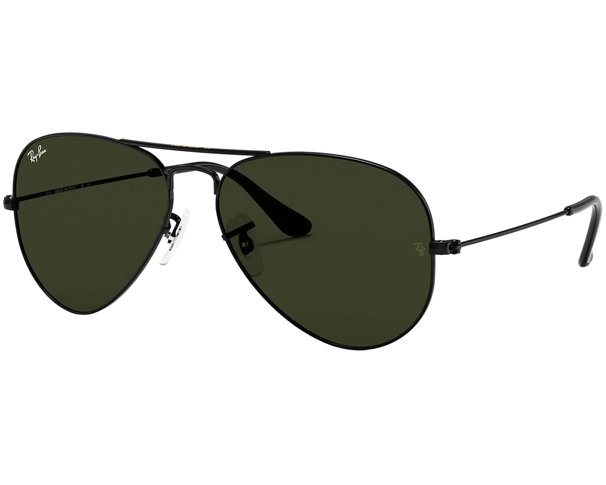 Ray-Ban Pilot Aviator originale con kit di cura, Nero | G15 verde scuro, Large 58