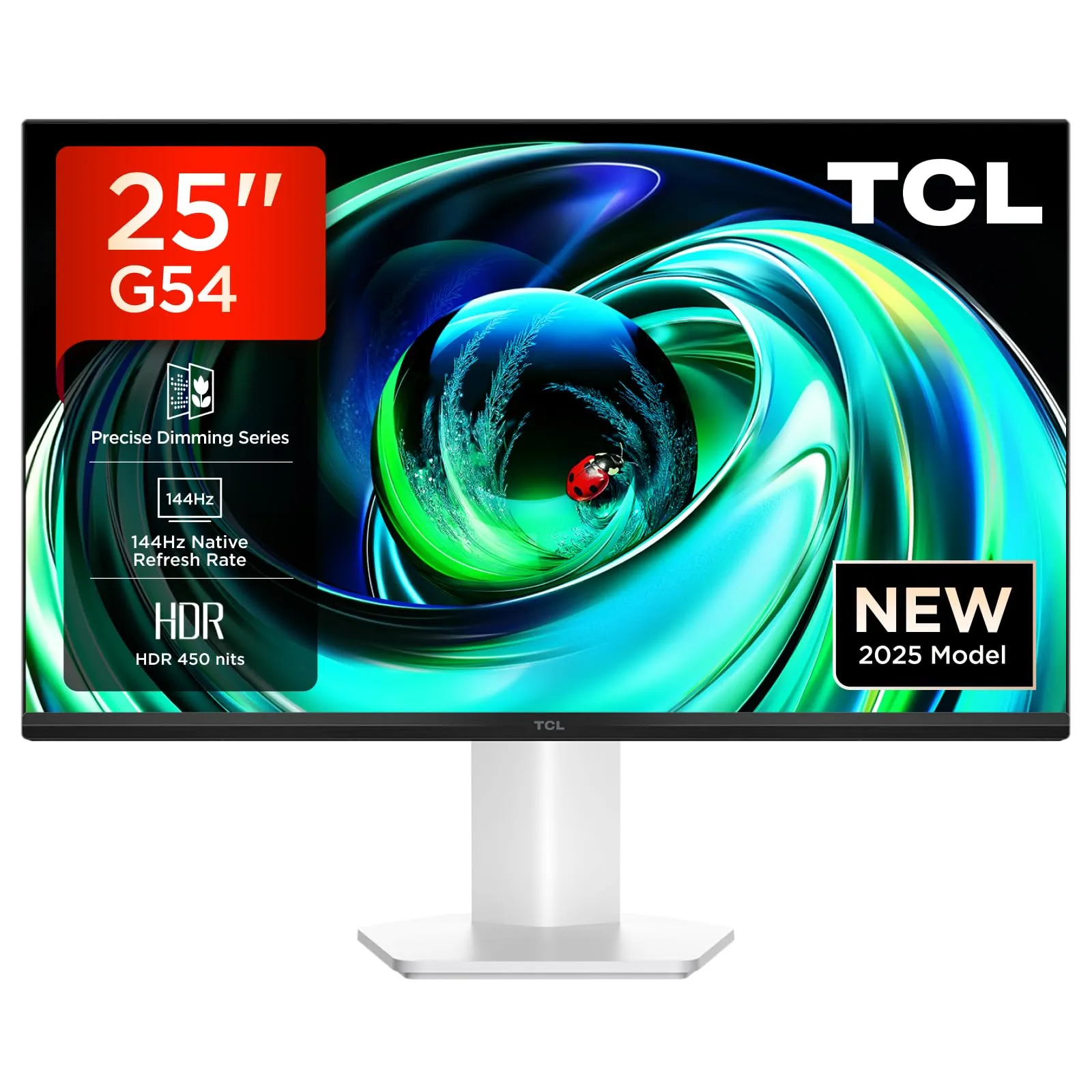 TCL Gaming Monitor 25G54 mini-LED da 25", risoluzione FHD, 144 Hz, pannello IPS, 450 nit, VESA Display HDR 400, 93% DCI-P3 Wide Color Gamut, certificazione TÜV Rheinland Flicker-Free e Low Blue Light
