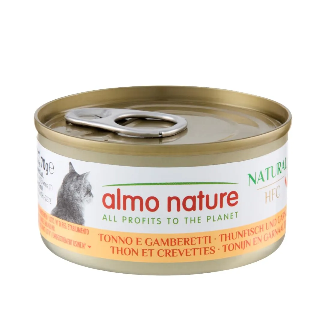 almo nature HFC Natural - Alimento Umido per Gatti Adulti. Tonno e Gamberetti (24 lattine da 70g)