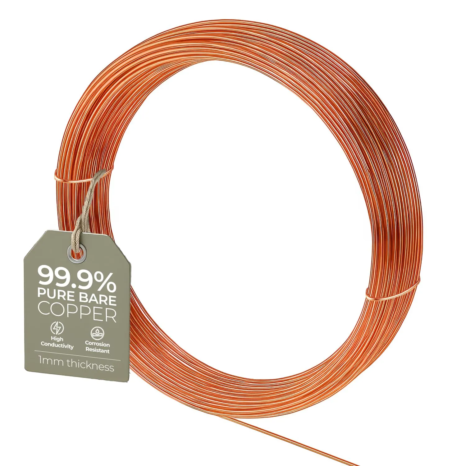 Filo di rame – 2 mm di calibro 12 5 m per scultura, fabbricazione floreale, gioielli, tessitura e imballaggio, filo elettrolitico, 99, 9% puro