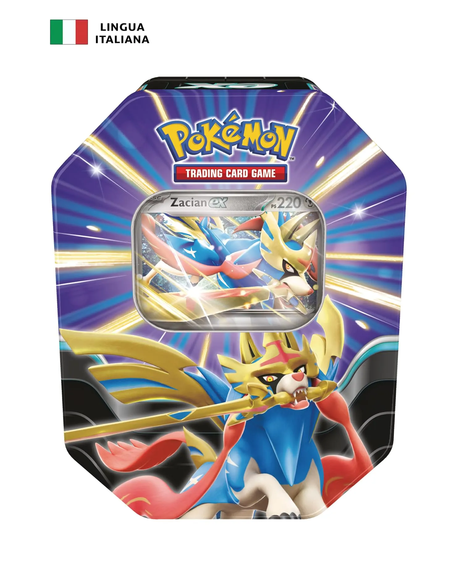 GCC Pokémon: scatola da collezione Leggende Sovrane - Zacian-ex (una carta olografica e quattro buste di espansione)