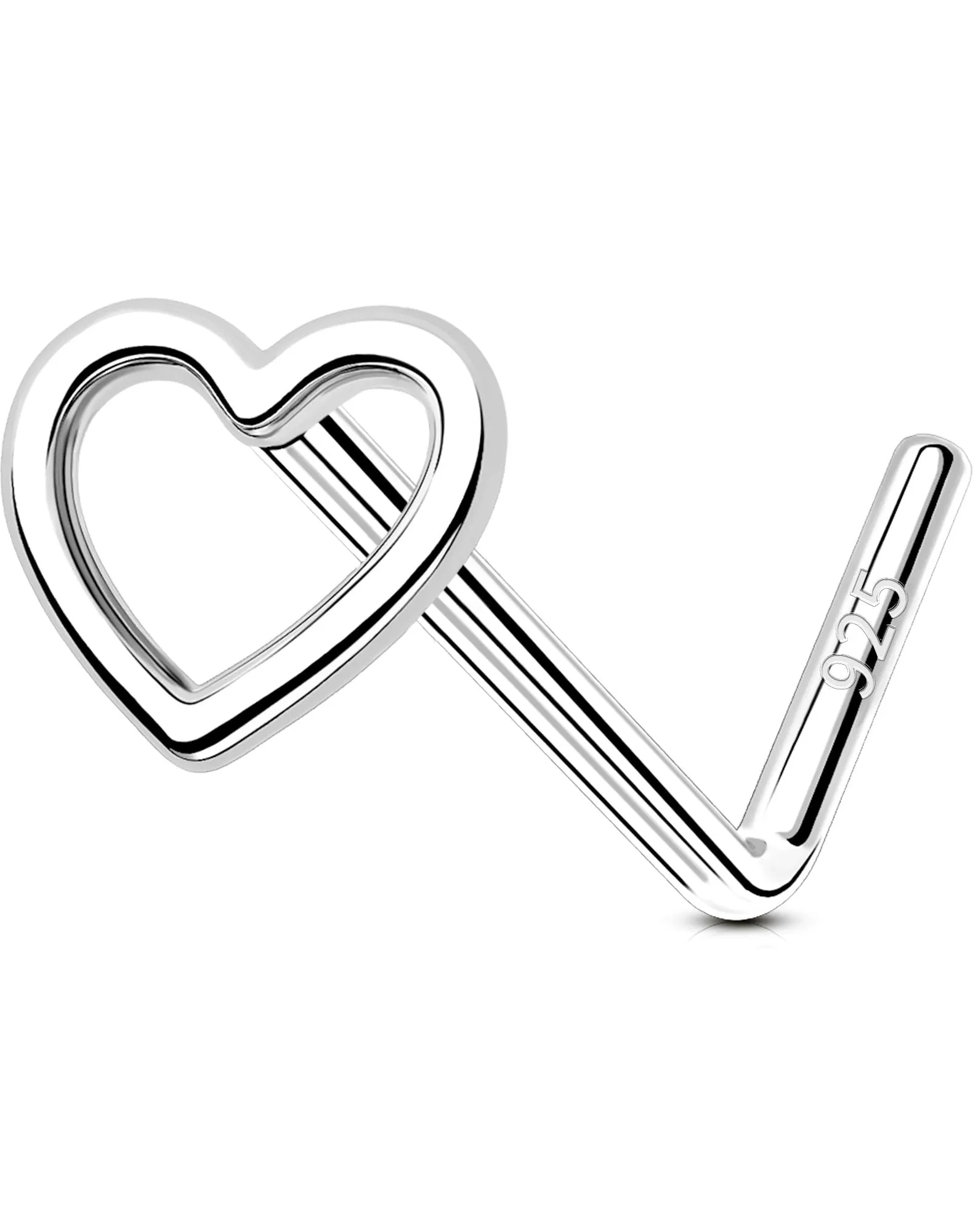OUFER 20G Piercing Naso Nostril Argento 925 Piercing Naso Cuore/Stella 7 mm Nose Pin Piercing Nasale L Piercing Naso Donna Anellino Anello Naso Nostril Nose Hoop