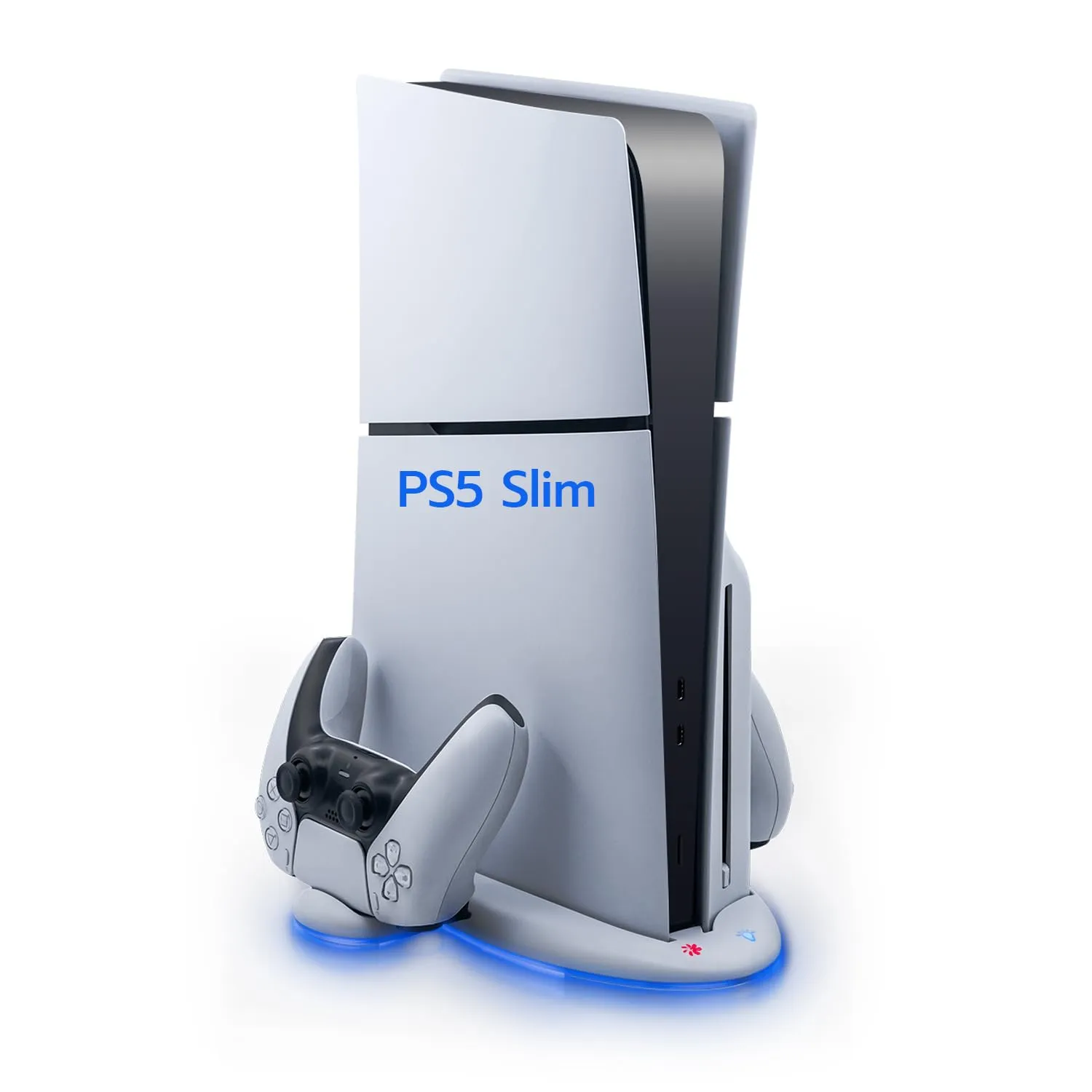 Wigearss Supporto Verticale di Raffreddamento PS5 Slim con 3 Livelli di velocità Regolabile del Ventilatore, 9 Luci RGB, Doppio Controller di Caricatore per PS5 Slim, Non per PS5/PS5 PRO