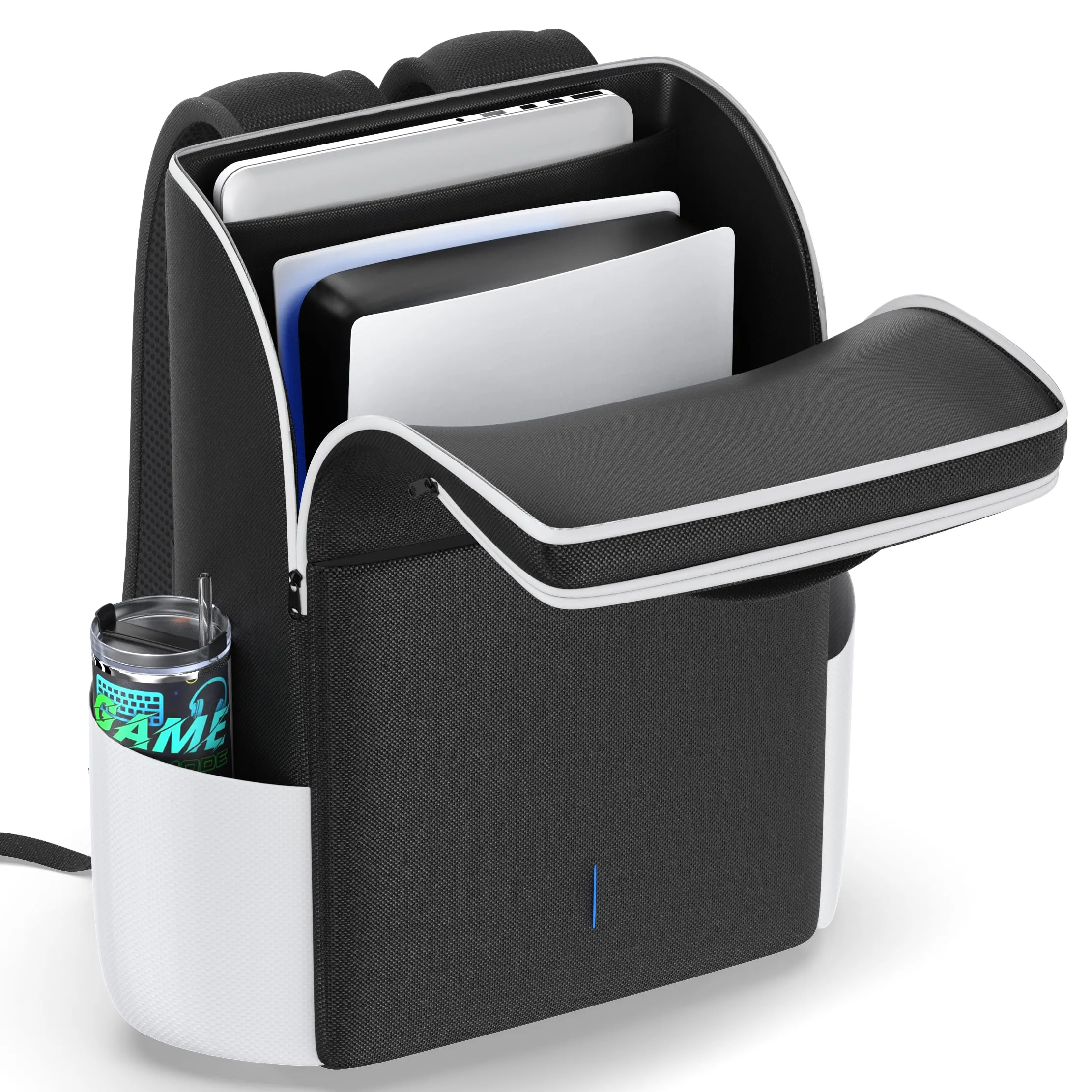 Zaino per Console PS5/ Slim/ Pro, Custodia PS5 con Protezione Completa per PS5, Borsa PS5 di Grande Capacità per Doppio Controller, PS Portal, Laptop, Schede di Gioco, Zaino PS5 con 3 Tasche per Cavi