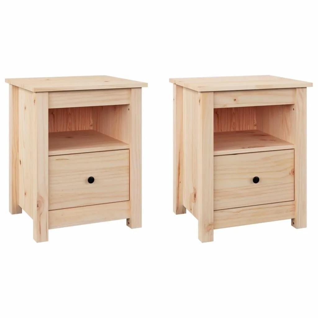 vidaXL Comodini 2 pz 40x35x49 cm in Legno Massello di Pino