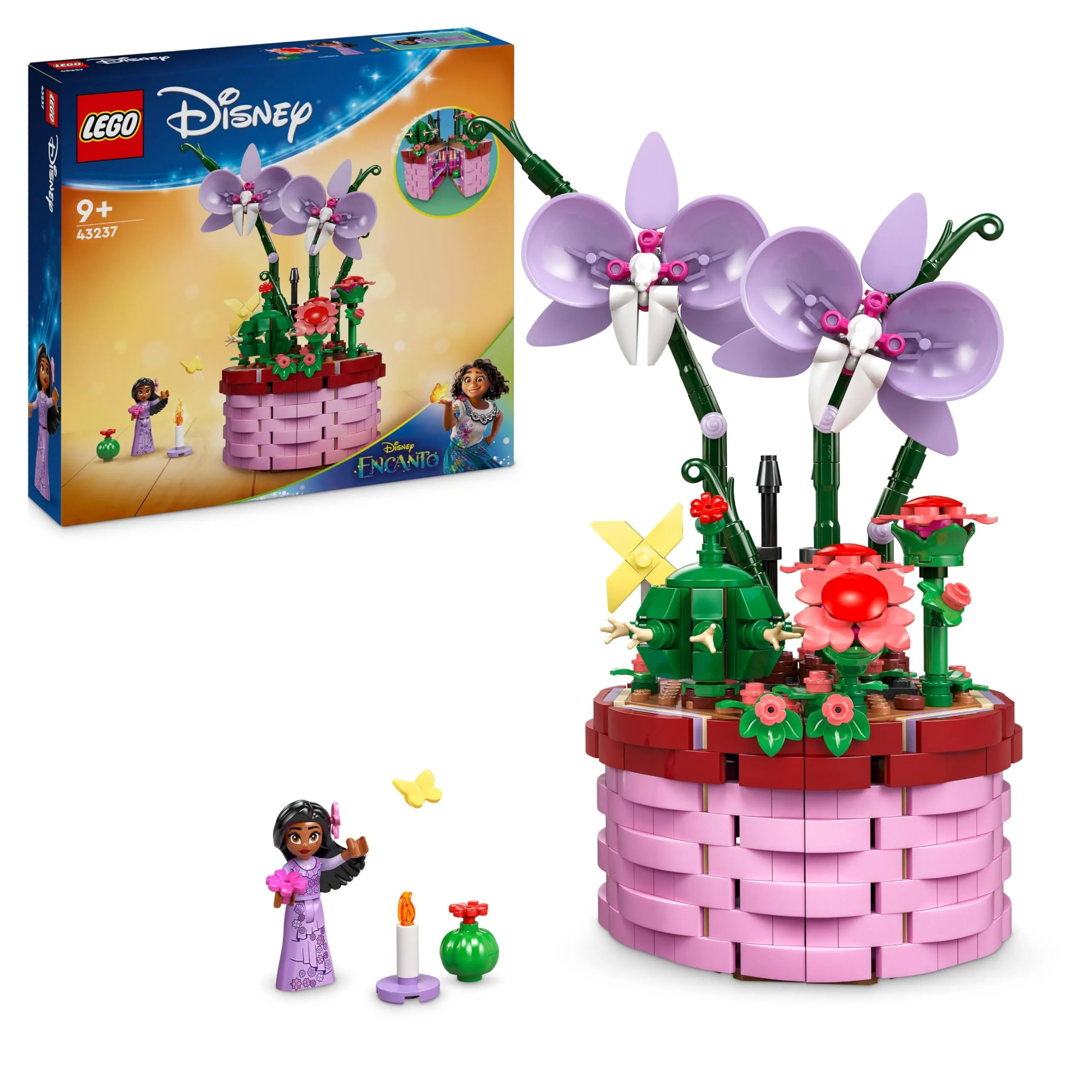 LEGO Disney Vaso di Fiori di Isabela, Giochi per Bambine e Bambini da 9 Anni in su con Mini Bambolina, Cesto Apribile, Orchidee e Cactus Giocattolo da Costruire, Idea Regalo dal Film Encanto 43237