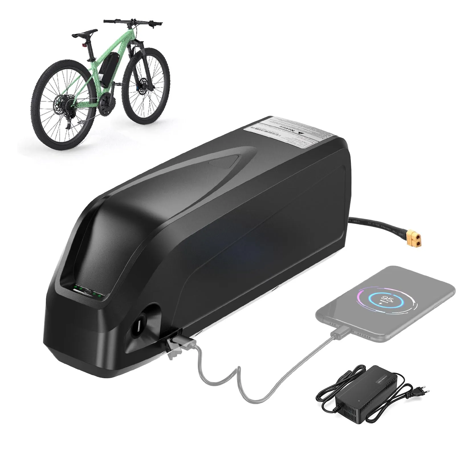 Varstrom G80 48V 20Ah Batteria per Ebike (Celle Sam*/sung) Batteria al Litio ad Alta Capacità con Caricabatterie e Porta USB per Kit di Conversione Bicicletta Elettrica Bafang 250W 750W 1000W 2000W