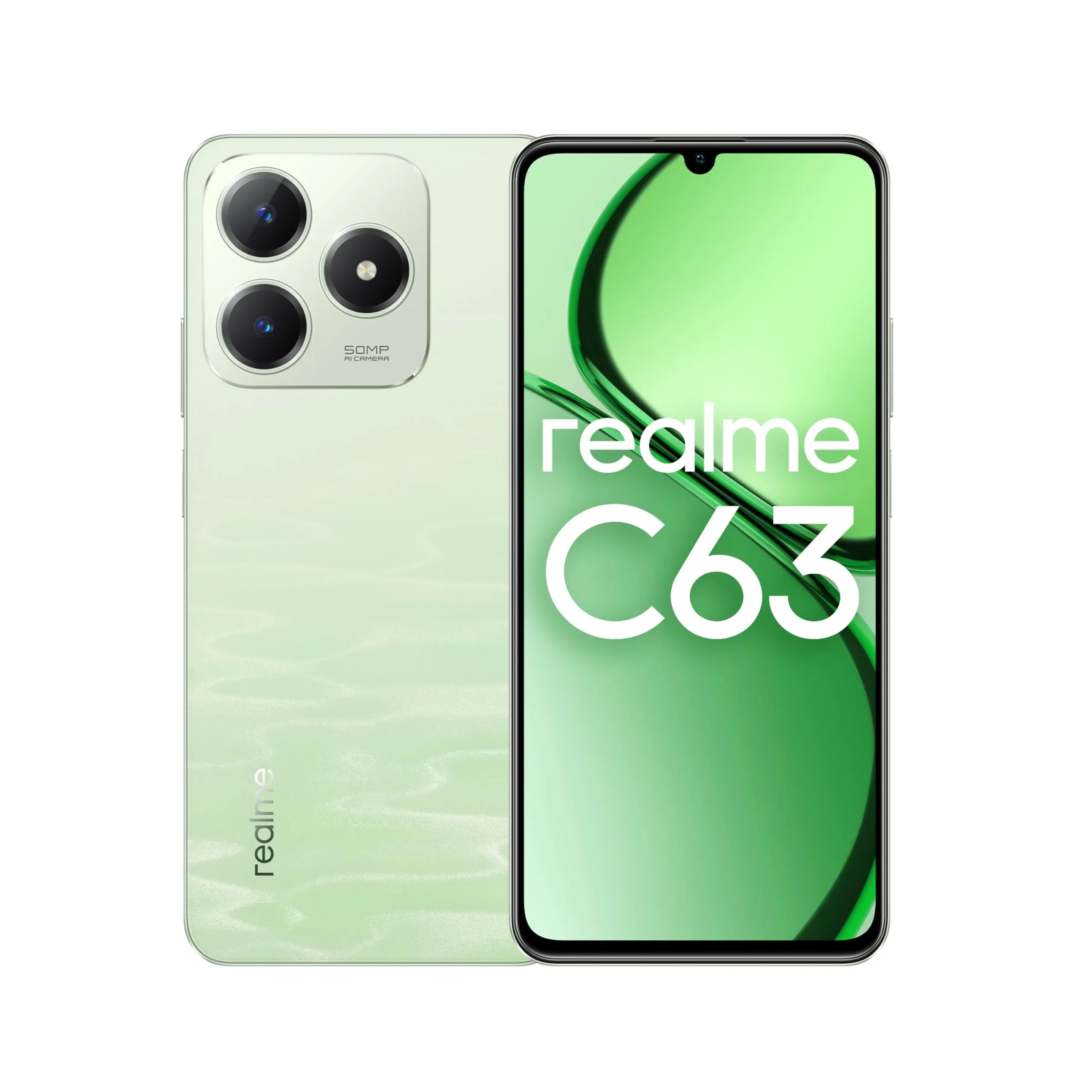 realme C63 4G (8 GB RAM, 256 GB ROM), pelle vegana di alta qualità, ultra sottile, display comfort per gli occhi a 90 Hz, resistenza all'acqua IP54, gesti d'aria, batteria da 5000 mAh (verde giada)