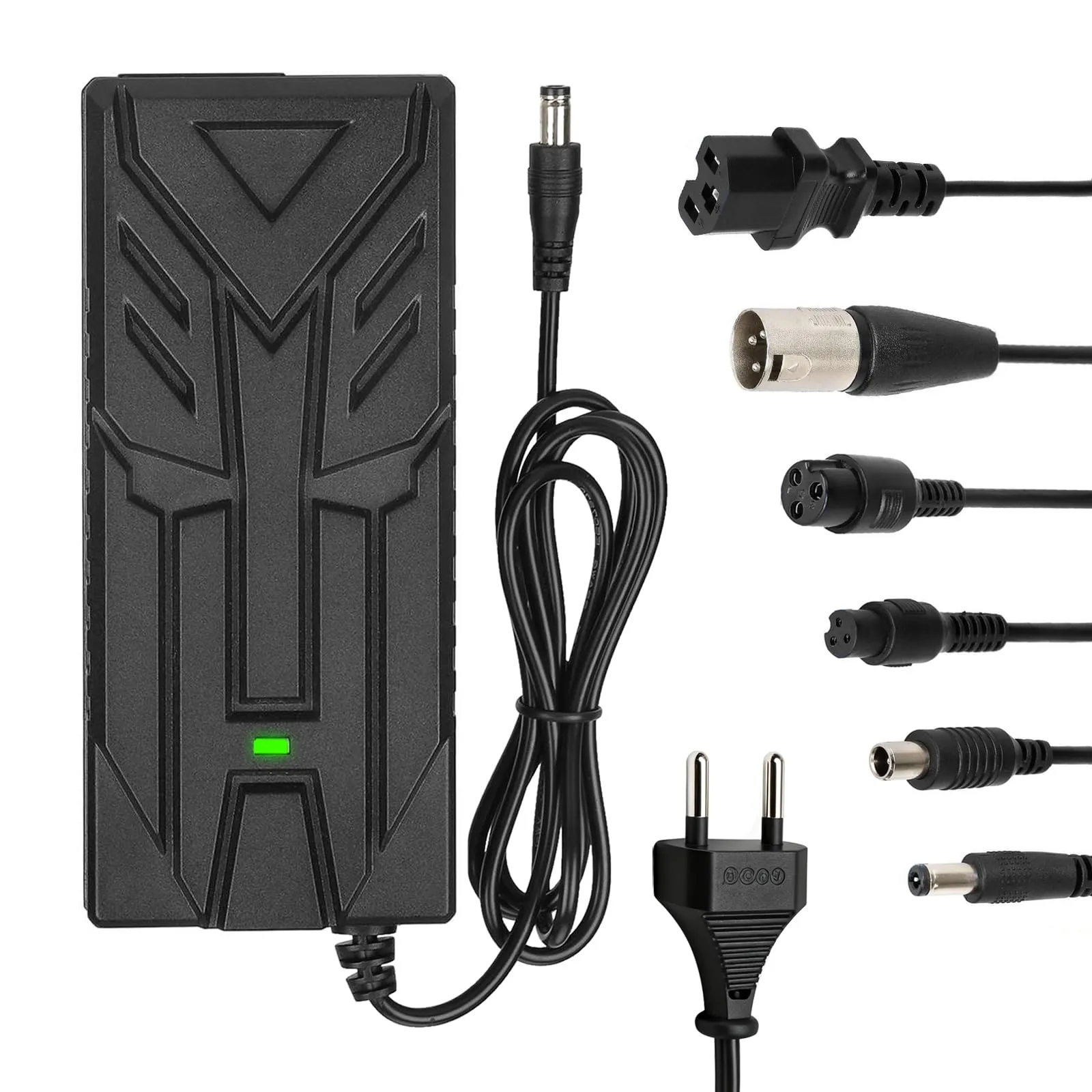 HPGAAVD 42V 2A Caricatore Monopattino Elettrico，Caricatore Hoverboard,36V Universale Carricatore batterie litio con 6 Connettori，Carica rapido per Hoverboard, Bici Equilibrata, Drifting Board,E-Bike