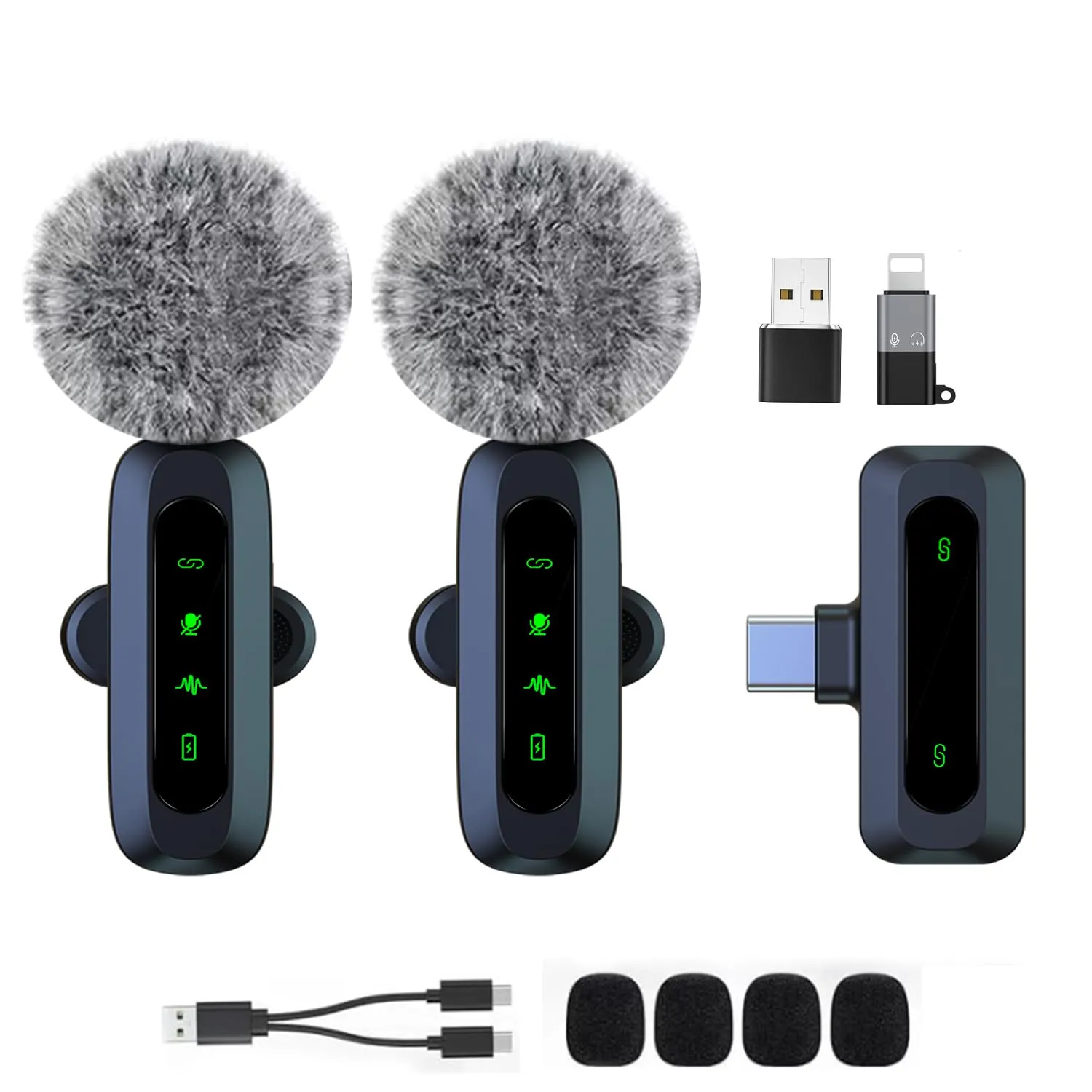 Microfono lavalier wireless per Android/iPhone/iOS/PC/Laptop,microfono da bavero per registrazione, microfono a clip, per registrazione video,Tiktok, Youtube, Vlogging,Trasmissioni dal Vivo,Interviste