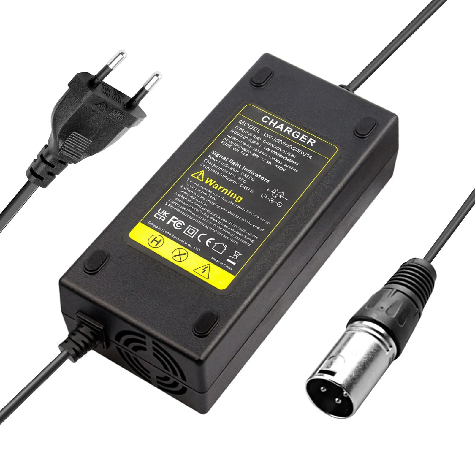 LabTEC 24V 2A 3A 4A 5A Caricabatterie per Scooter Elettrico, Caricabatterie per Sedie a Rotelle Elettriche Golf Cart E-Bike Go-Go Elite Traveller Adattatore di Alimentazione con connettore XLR