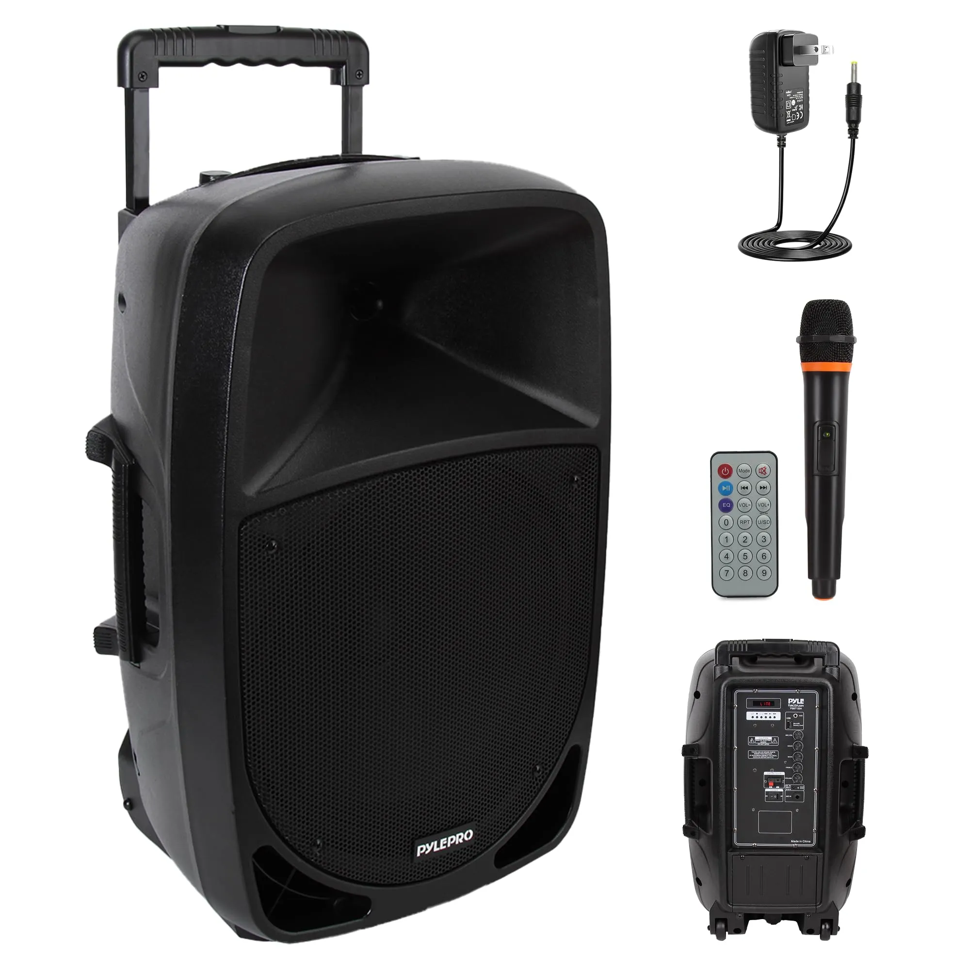 Pyle Cassa Bluetooth Portatile 1200 Watt, Subwoofer 30,48 centimetri, LED, Batteria Ricaricabile, Microfono UHF, Altoparlante Bluetooth MP3/USB/SD