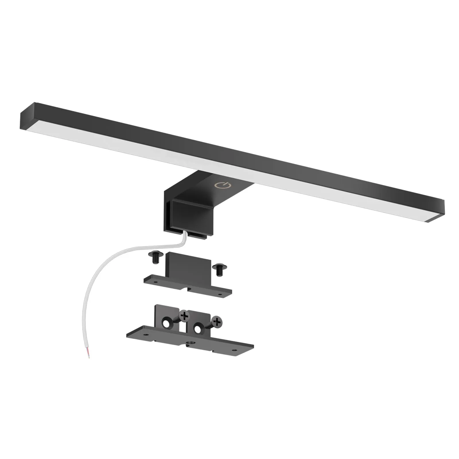 DEELUX Lampada da Specchio con Interruttore touch,Luce LED per Specchio Dimmerabile (80~800 lm) 10W 40cm,Bianco Neutro 4000K,Lampada Armadio Applique da Parete IP44 230V,Nero