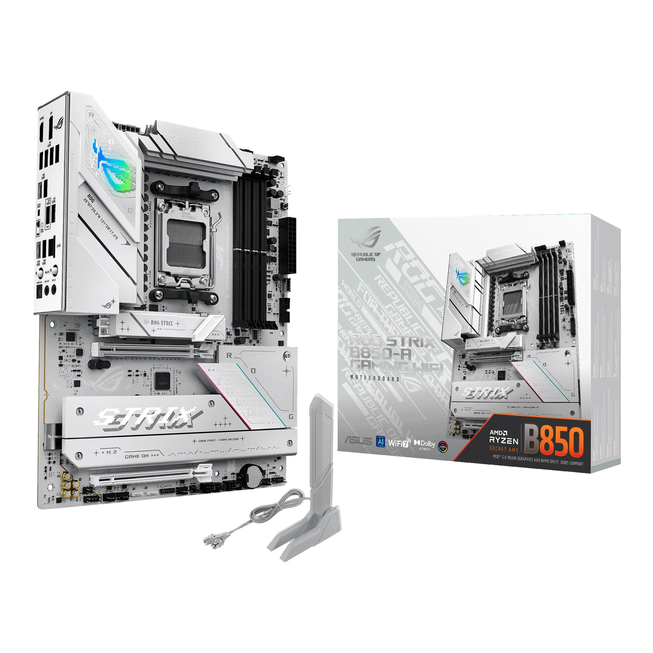 ASUS ROG Strix B850-A Gaming WiFi, Scheda Madre AMD ATX,14+2+2 Fasi di Alimentazione, Slot DDR5, PCIe 5.0 con Slot Q-Release, 4 slot M.2, WiFi 7 con Q-Antenna, AI Advisor, AI Networking II