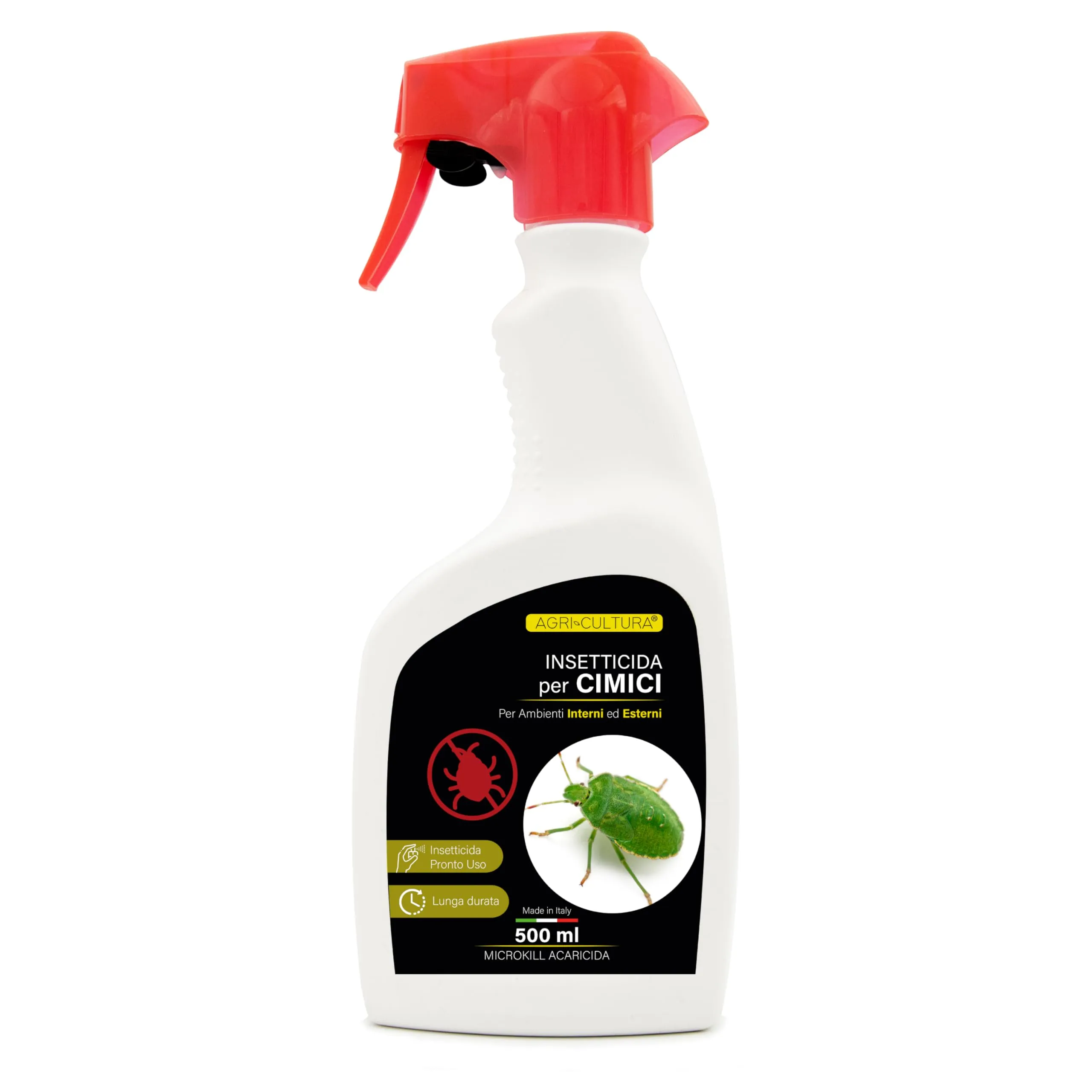 AGRI-CULTURA® - Insetticida Cimici Pronto Uso 500 ML【Azione Rapida】| Repellente Cimici a Lunga Durata | Elimina insetti striscianti | Insetticida Per Ambienti Interni ed Esterni.