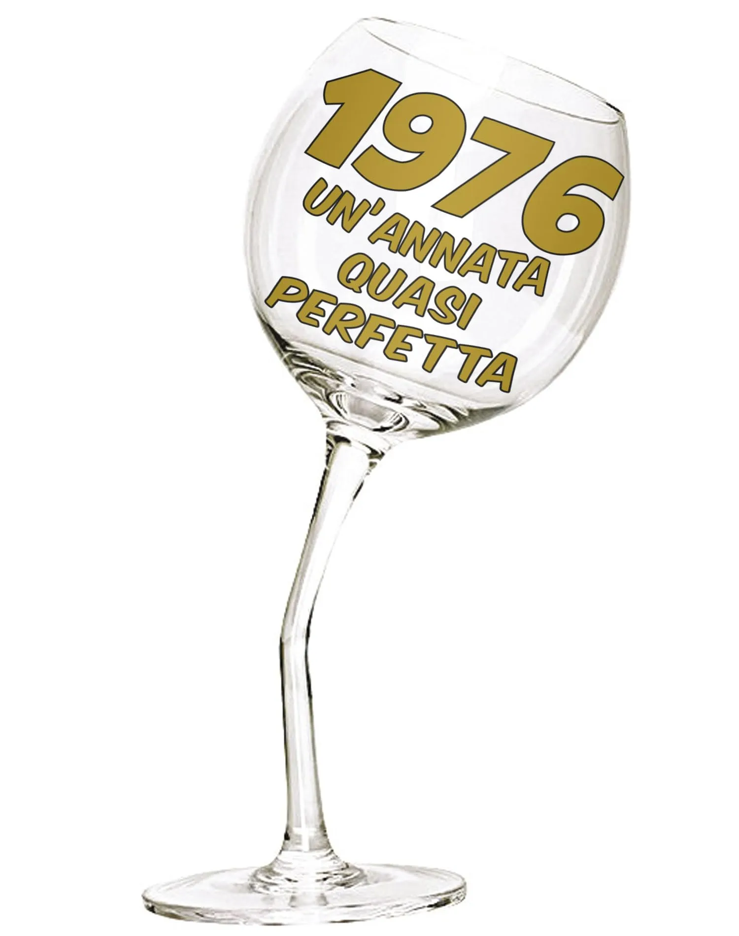Bombo Bicchiere in Vetro Calice storto per compleanno 50 anni - 440 ml