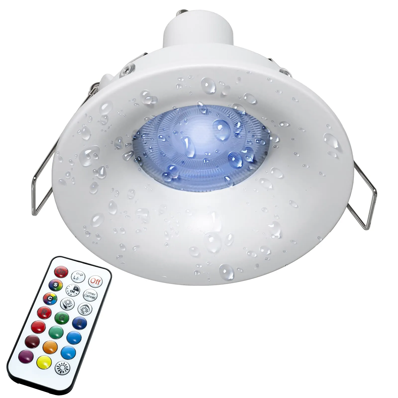 Planetitaly Faretto LED cromoterapia IP65 lampada GU10 6W 230V incasso 7cm RGB luce multicolore box doccia sauna (Tondo, RGBW+3000K)