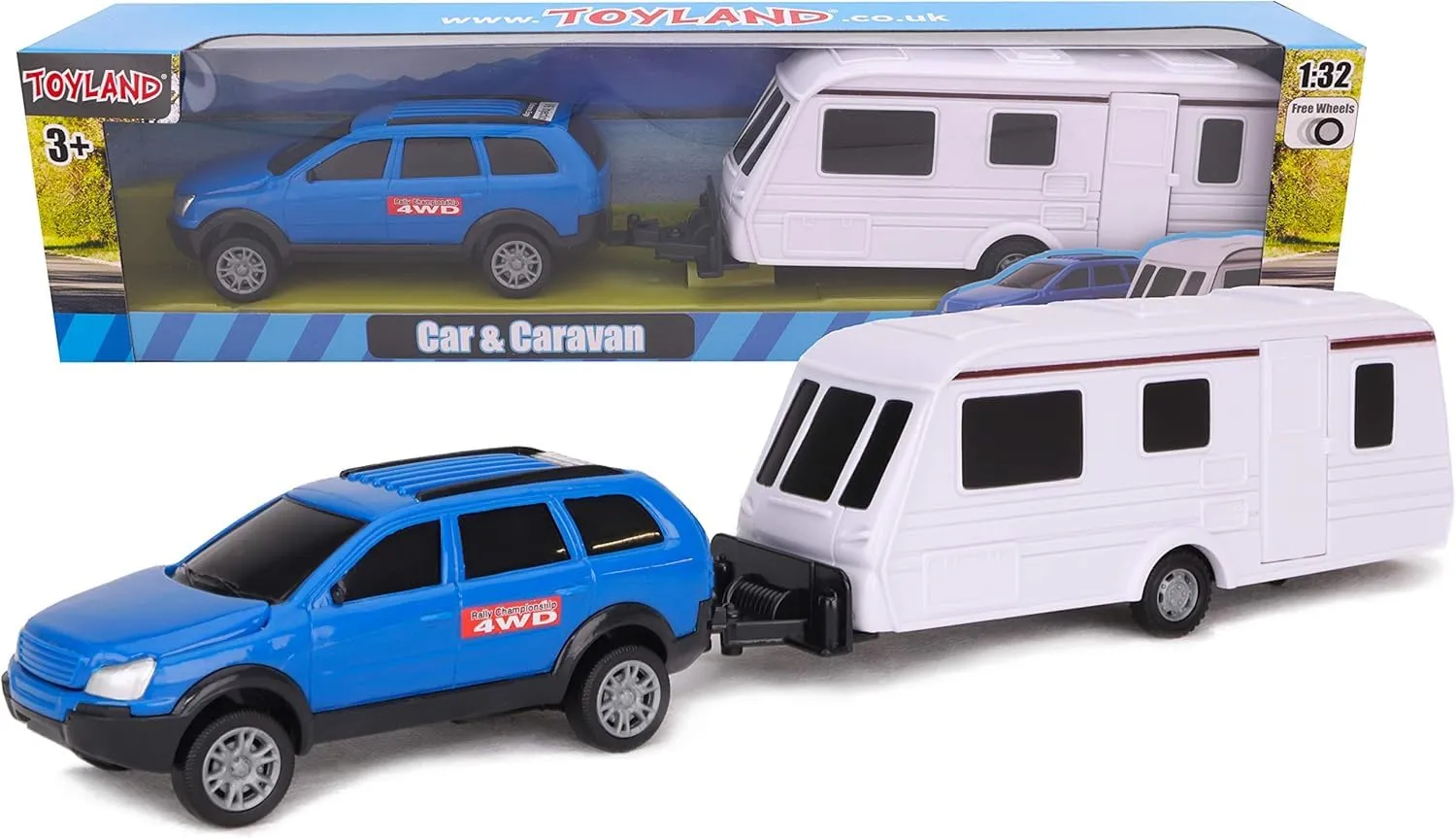 Toyland® Set in per auto e roulotte, lunghezza 1:32 (Blu)