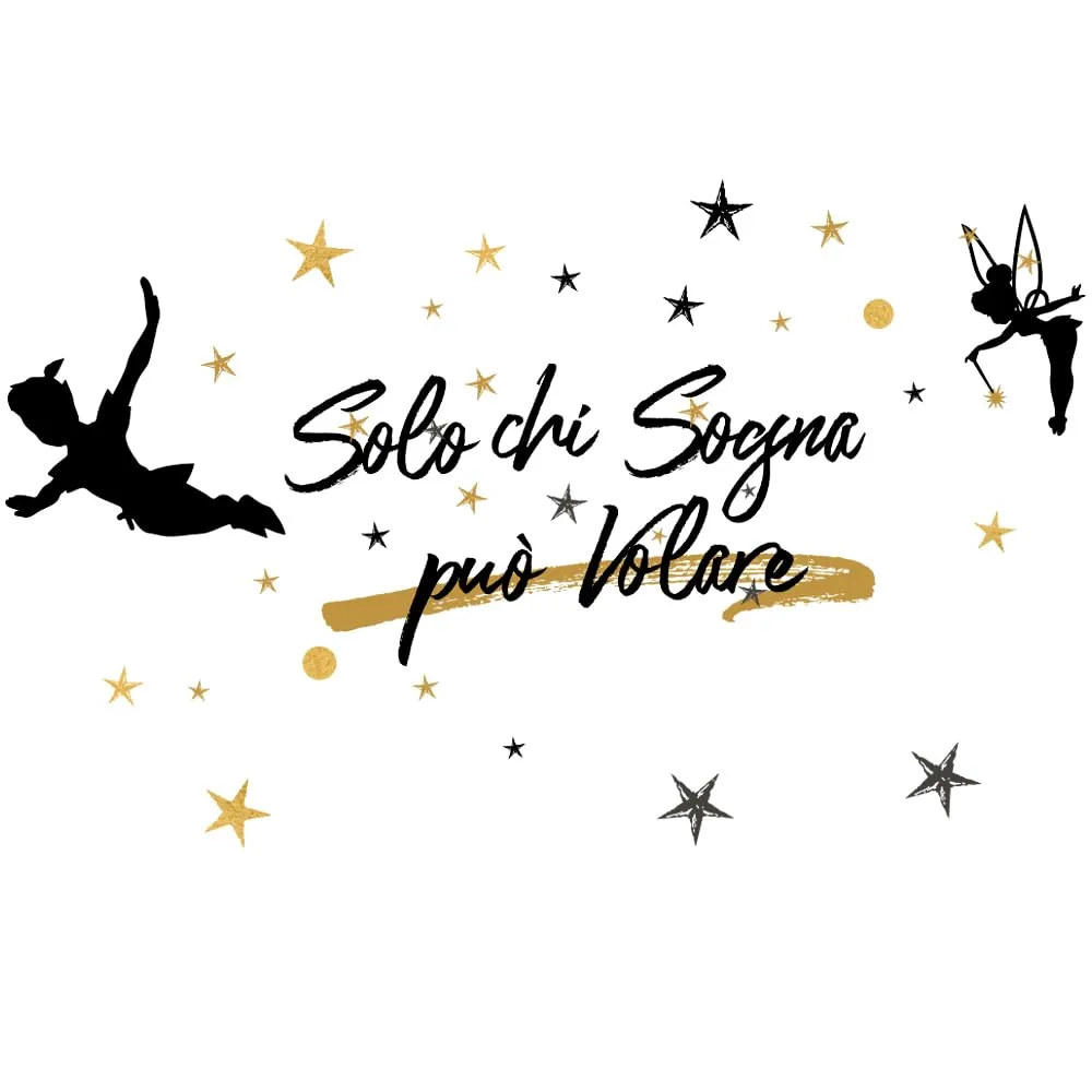 Adesivo Murale Wall Stickers Frase Citazione Adesivi Murali Decorazione interni Frase Solo chi sogna può volare Wall Sticker Adesivo da Muro 100 x 56 CM - Stickerdesign