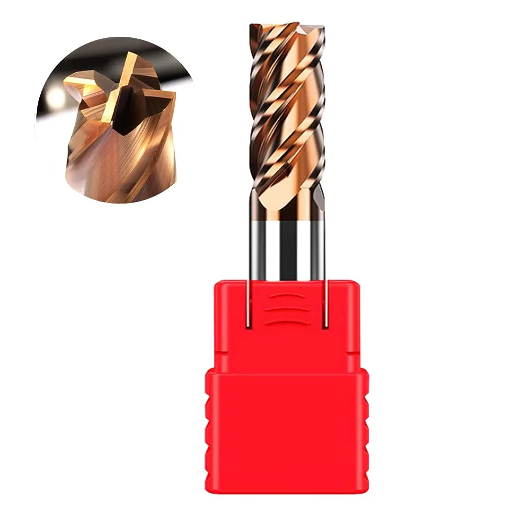 ASNOMY 4-flute End Mill in Metallo Duro - Fresa a testa quadrata in carburo di micro grano per acciai legati/acciai temprati, fresa a 4 fultes – HRC55 AlTiN rivestito (12 mm)