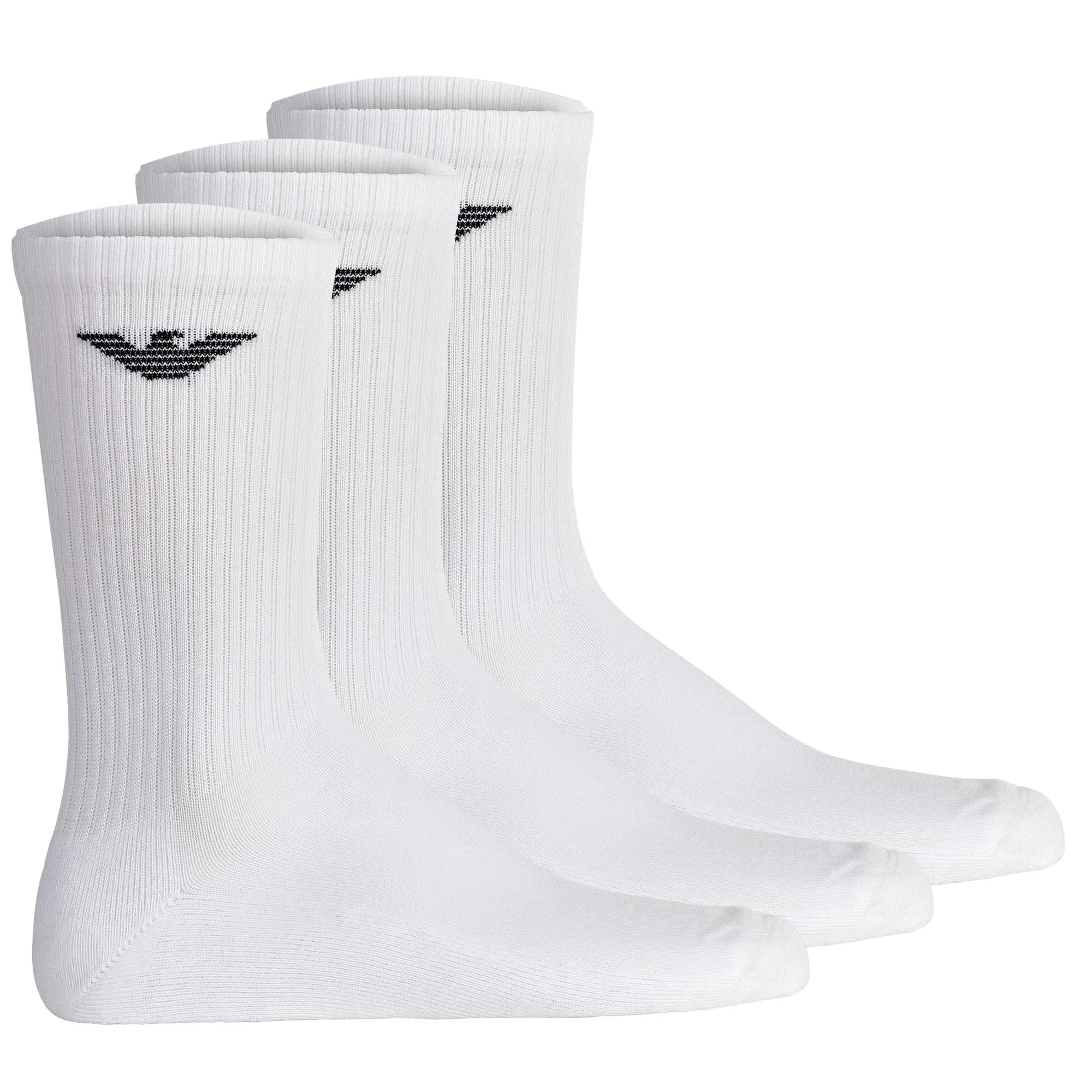 Emporio Armani Casual Cotton 3-Pack Sneaker Socks Calzini 3, Bianco/Bianco/Bianco, L-XL Uomo