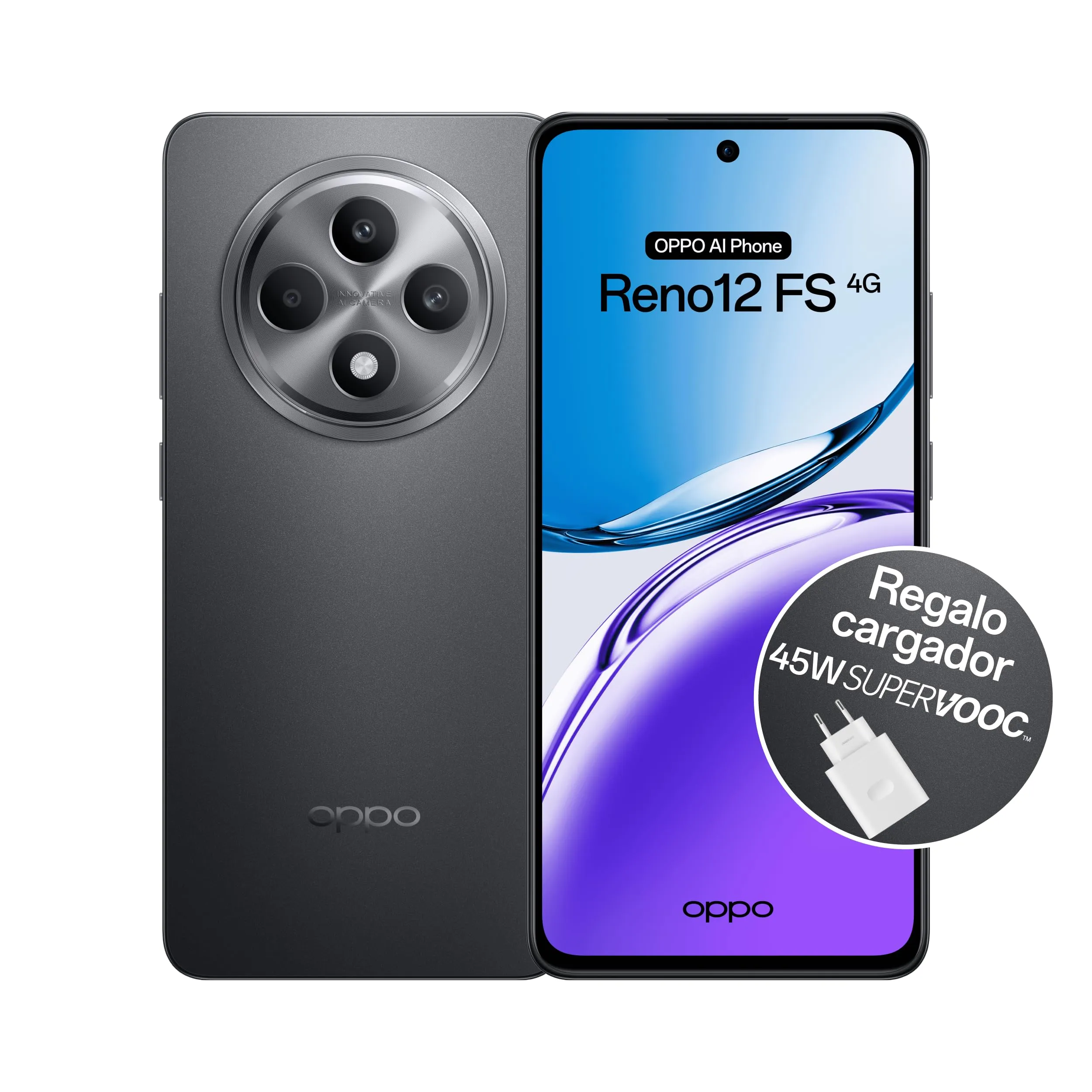 OPPO Reno12FS 4G - Smartphone sbloccato con IA, 16 GB (8 GB+8 GB) 512 GB, schermo 2.5D AMOLED 6.7", fotocamera 50+8 +32 MP, Android, IP64, batteria 5000 mAh, ricarica rapida 45 W, caricatore incluso -