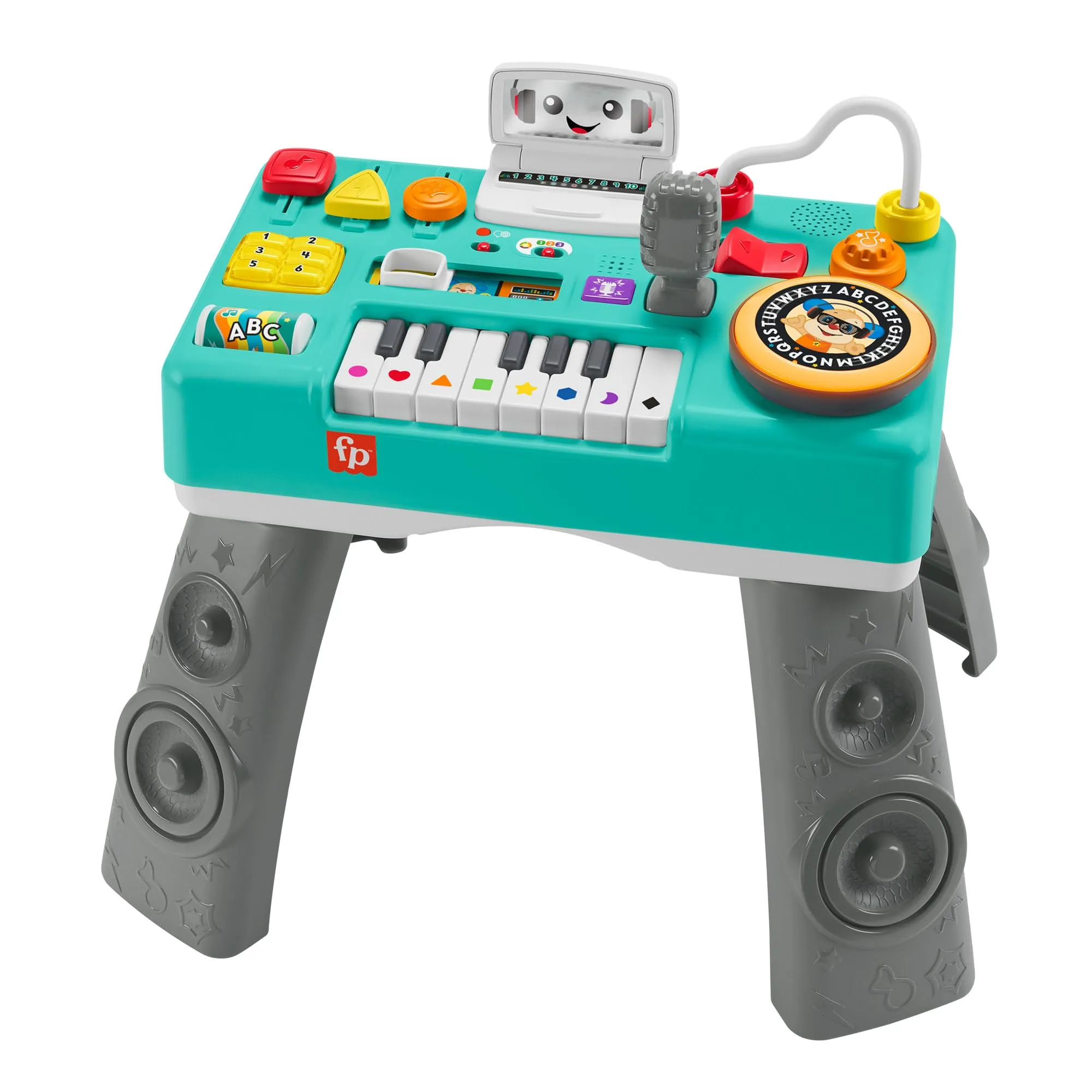 Fisher-Price Consolle per DJ Gioca e Impara, tavolino con tastiera musicale, luci, suoni e canzoncine, contenuti Smart Stages, Edizione: Tedesco Imballaggio ridotto, HXG09