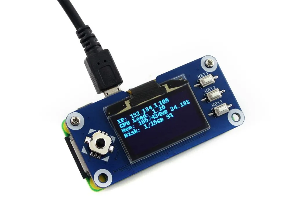 1.3 inch OLED Display Hat for Raspberry Pi 5/4/3/Zero, 128x64 Blue Screen Module, SPI/I2C Interface, SH1106 Driver with Joystick & Buttons, for Jetson Nano