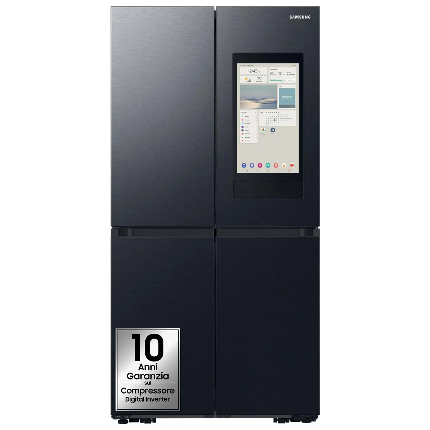 Samsung Frigorifero a 4 Porte Family Hub AI RF65DG9H0EB1/EF, Con AI Vision Inside, Wifi+AI Energy Mode, Beverage Center, Metal Back, 636 L, LxAxP: 91,2 x 183 x 72,3 cm, Antracite