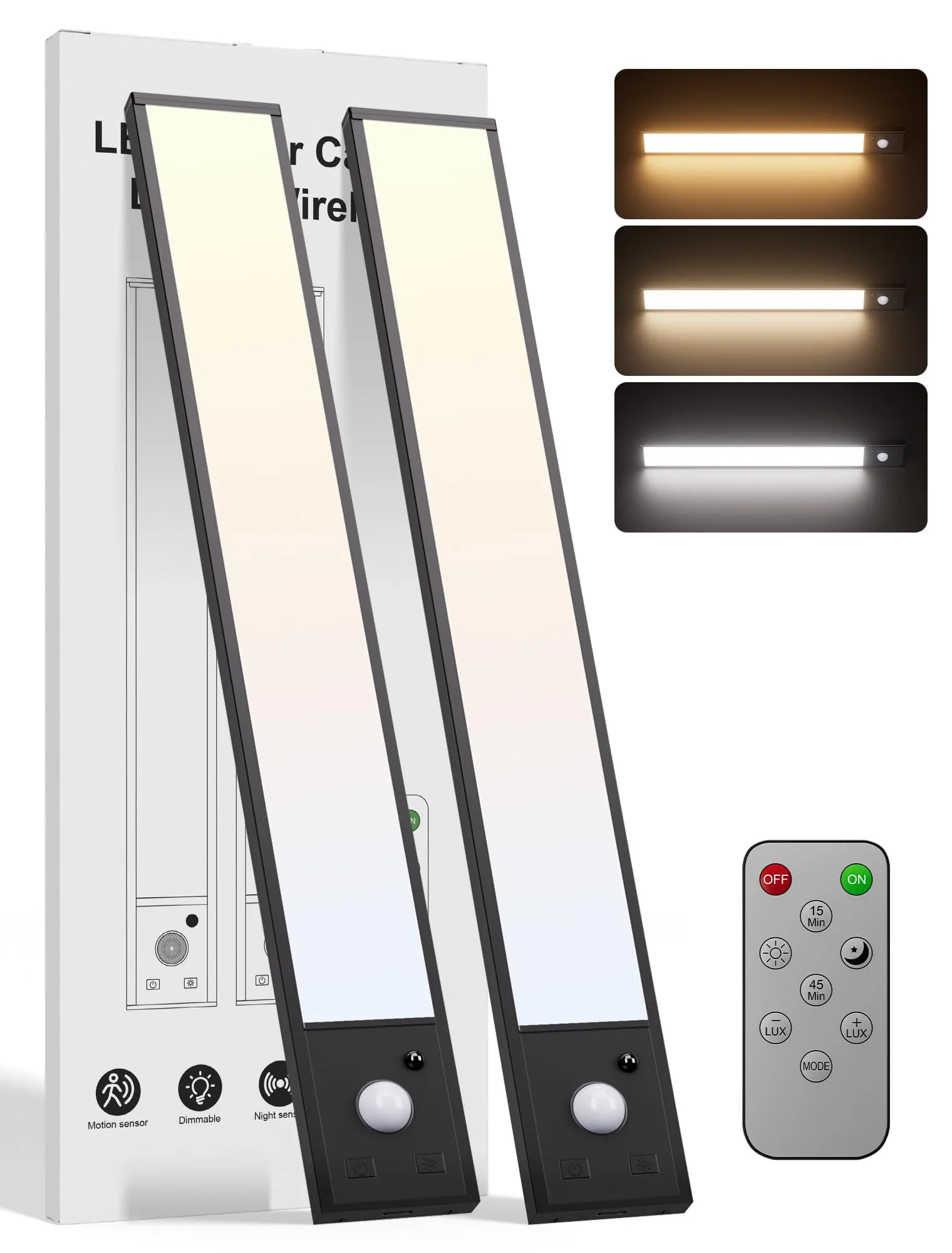 Tnight 2 Pack Led Sottopensile Cucina Senza Fili,30cm Dimmerabile Magnetica Ricaricabile Luce Armadio Led con Sensore&Telecomando,Lampada per Cucina Scale Soggiorno Bagno Camere da Letto