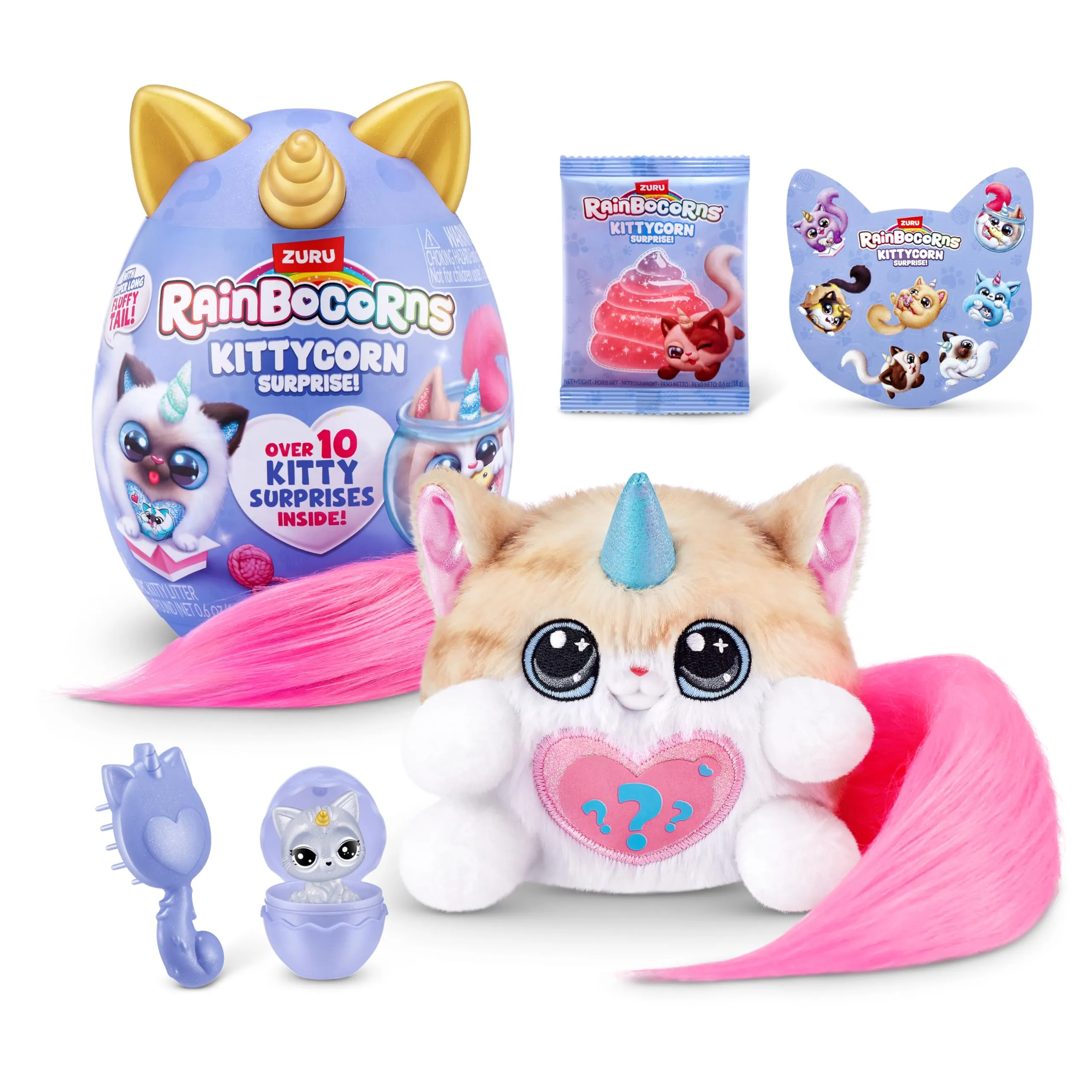 Kittycorn Surprise Serie 3 di ZURU, giocattolo di peluche, animaletti di peluche da collezionare, slime, uova con sorpresa per bambine (21.5 cm), (Norwegian Forest Cat)