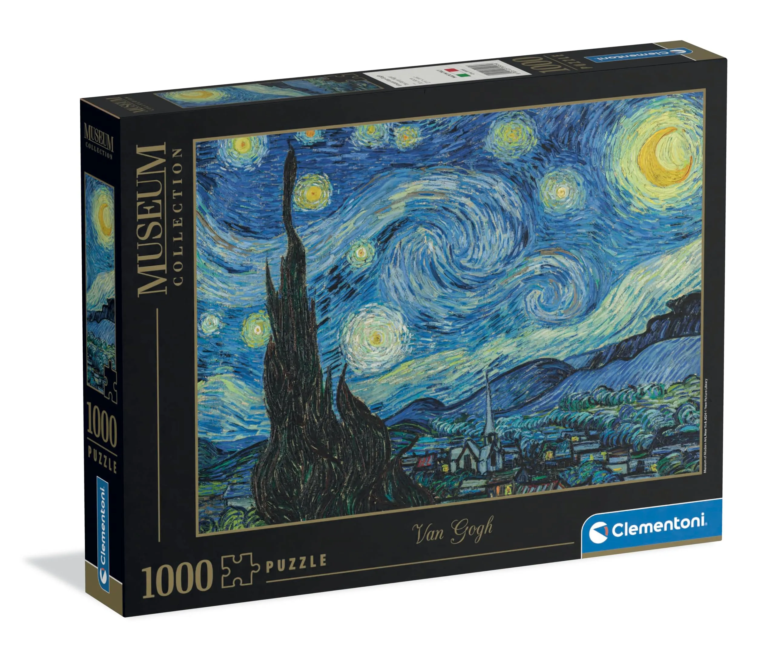 Clementoni - Puzzle Van Gogh 1000 Pezzi Arte, per Adulti e Ragazzi, Museum Collection, Tema Notte Stellata, Idea Regalo Uomo e Donna, Made in Italy, 70x50 cm, 39995