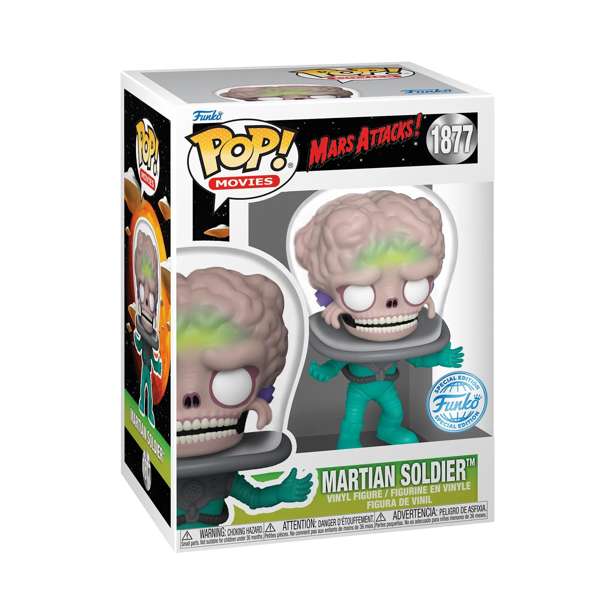Funko POP! Movies: Mars Attacks - Alien Soldier - Probabilità di 1/6 per la Variante Chase - Si Illumina Al Buio - Mars Attacks Film - Figura in Vinile da Collezione - Idea Regalo - Movies Fans