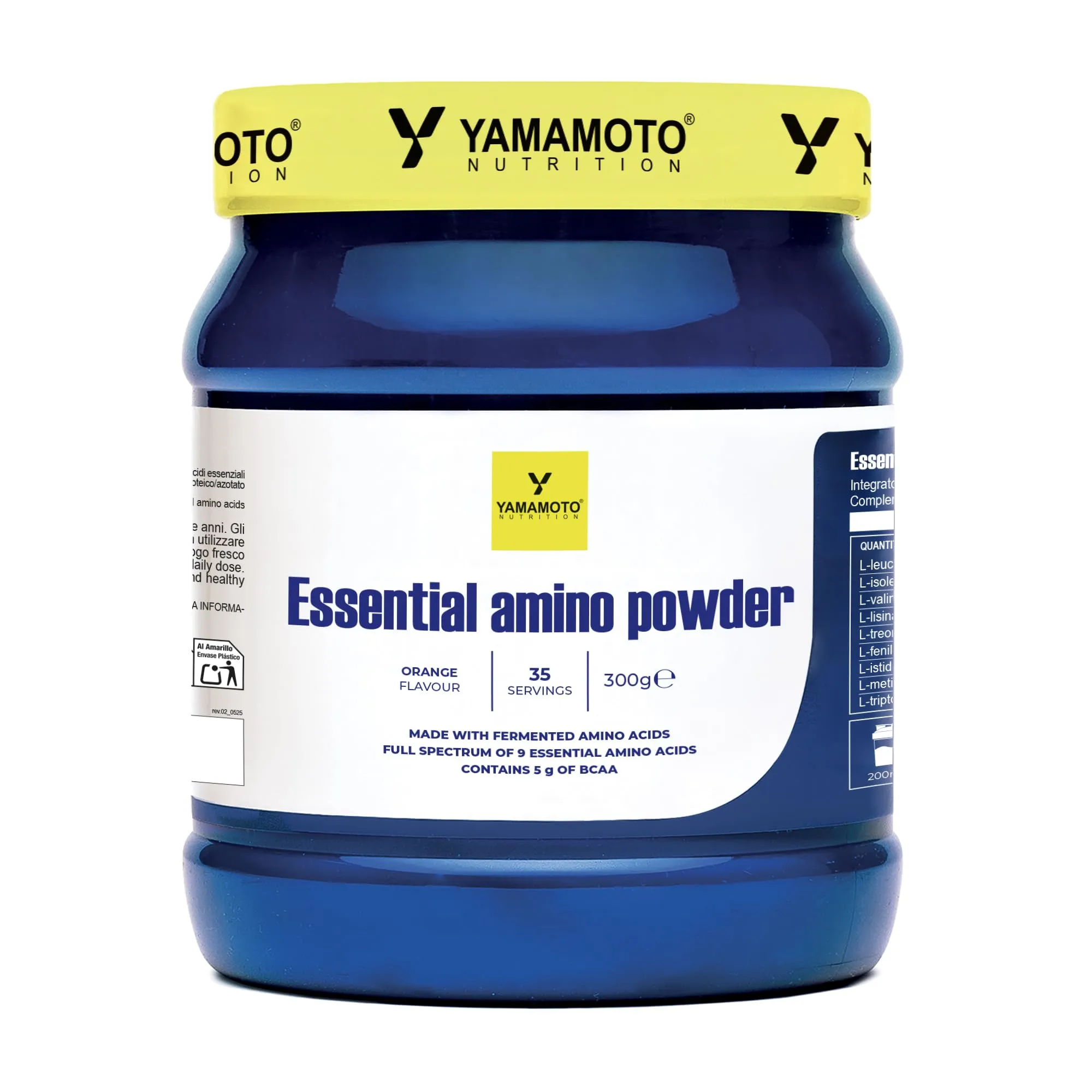 YAMAMOTO NUTRITION Essential AMINO POWDER 300 gr, Integratore di Amminoacidi Essenziali EAA e BCAA 2:1:1, Sostiene la Performance e lo Sviluppo della Massa Muscolare, Gusto Arancia