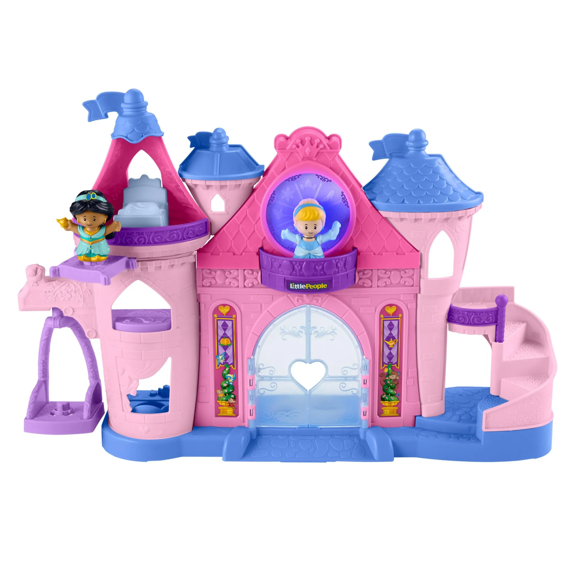 Fisher-Price Little People Disney Princess - Magical Lights & Dancing Castle, PlaySet castello con Luci, Suoni e Personaggi Cenerentola e Jasmine Inclusi, Giocattolo per Bambini, 1-5 Anni, HND55