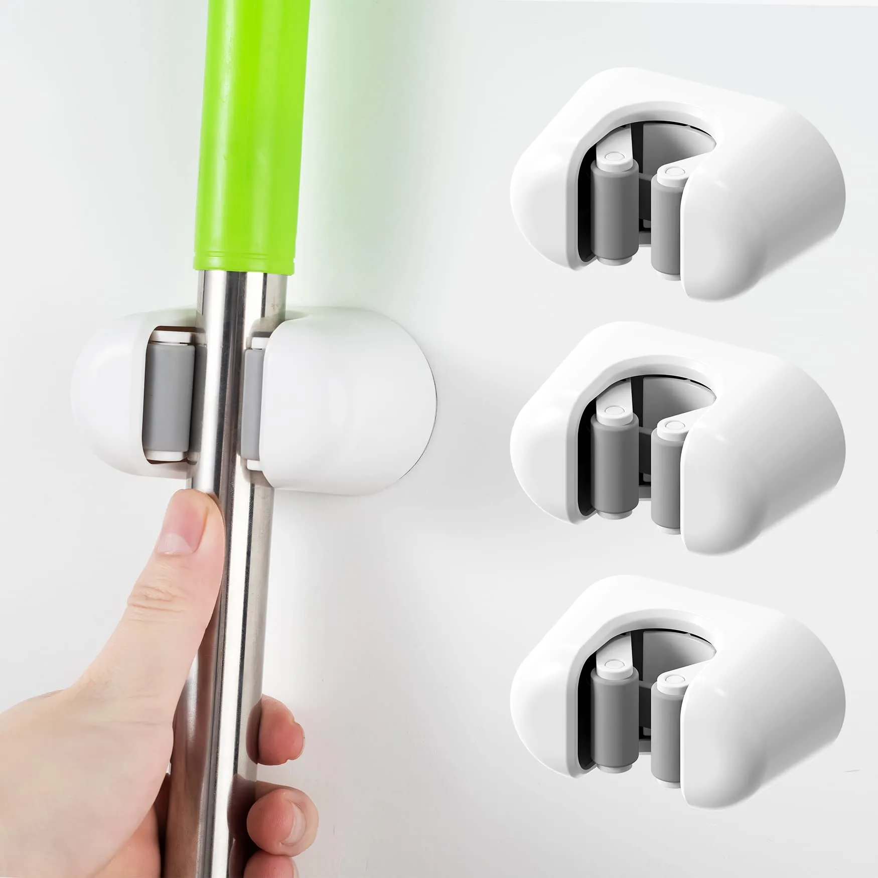 CORNERIA 3 Pz Portascope e Portaspazzole da Muro Adesivo, Supporto Parete per Scopa e Porta Utensili, Adatto Per Cucina, Garage, Giardino, Terrazza, Bagno