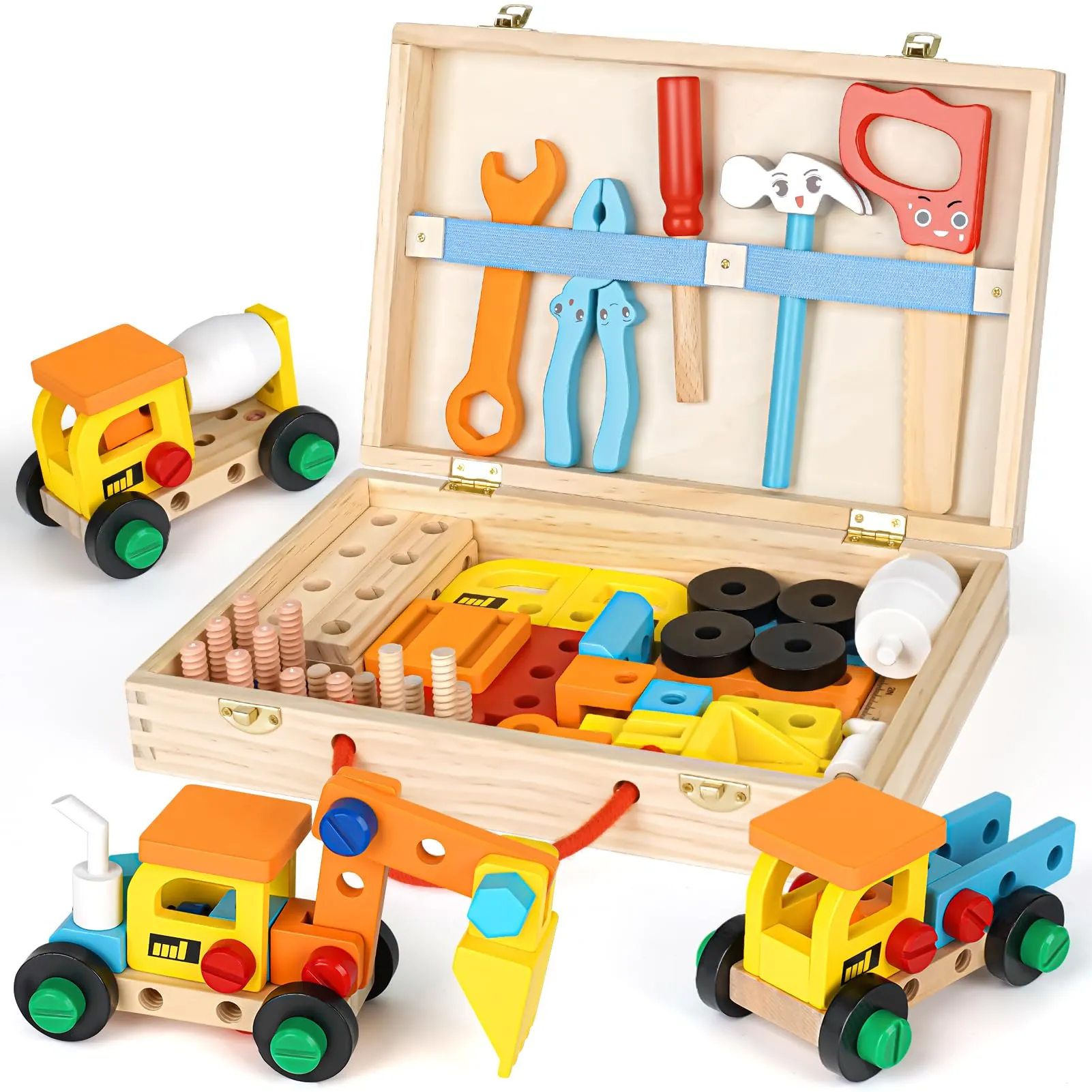 Vanplay Gioco Bambino 3 Anni Cassetta Attrezzi Bambini Giochi in Legno Attrezzi Giocattolo Giochi Educativi Giocattoli Bambino 3 4 5 Anni Regalo (53 Pezzi)
